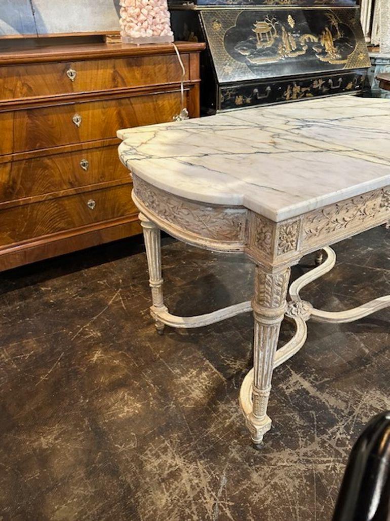19th Century Louis XVI Carved and Bleached Center Table For Sale 2