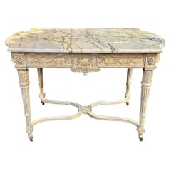19. Jahrhundert Louis XVI geschnitzt und gebleicht Center Table