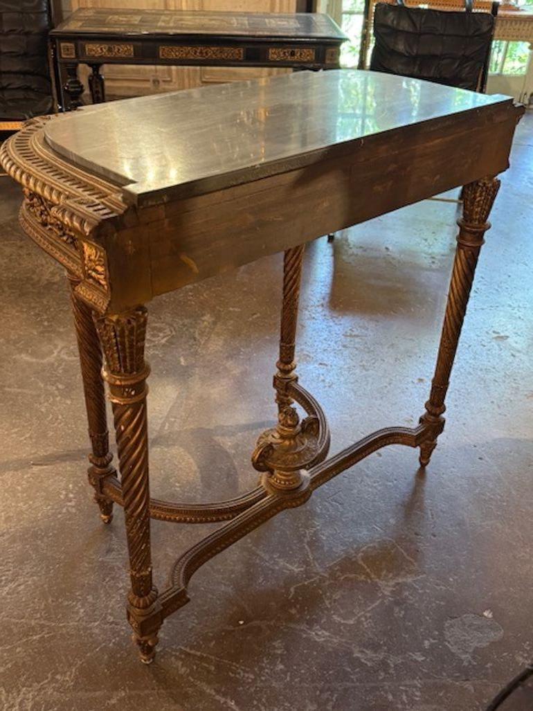 French 19th Century Louis XVI Carved and Giltwood Console with Marble Top For Sale