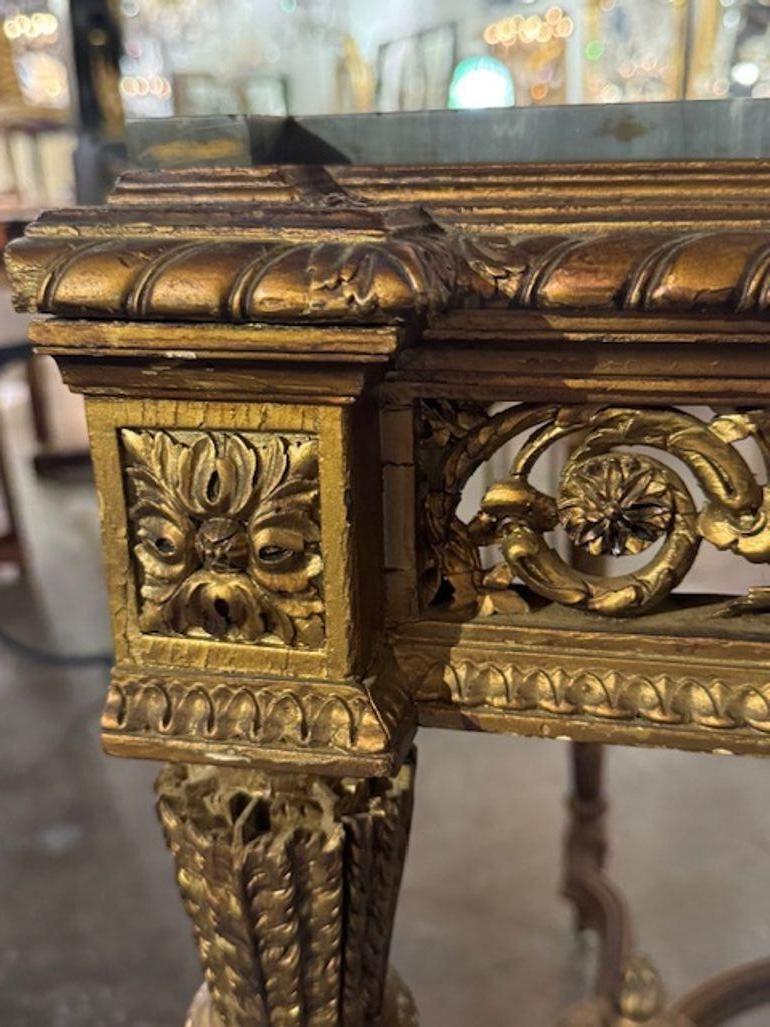 19th Century Louis XVI Carved and Giltwood Console with Marble Top In Good Condition For Sale In Dallas, TX