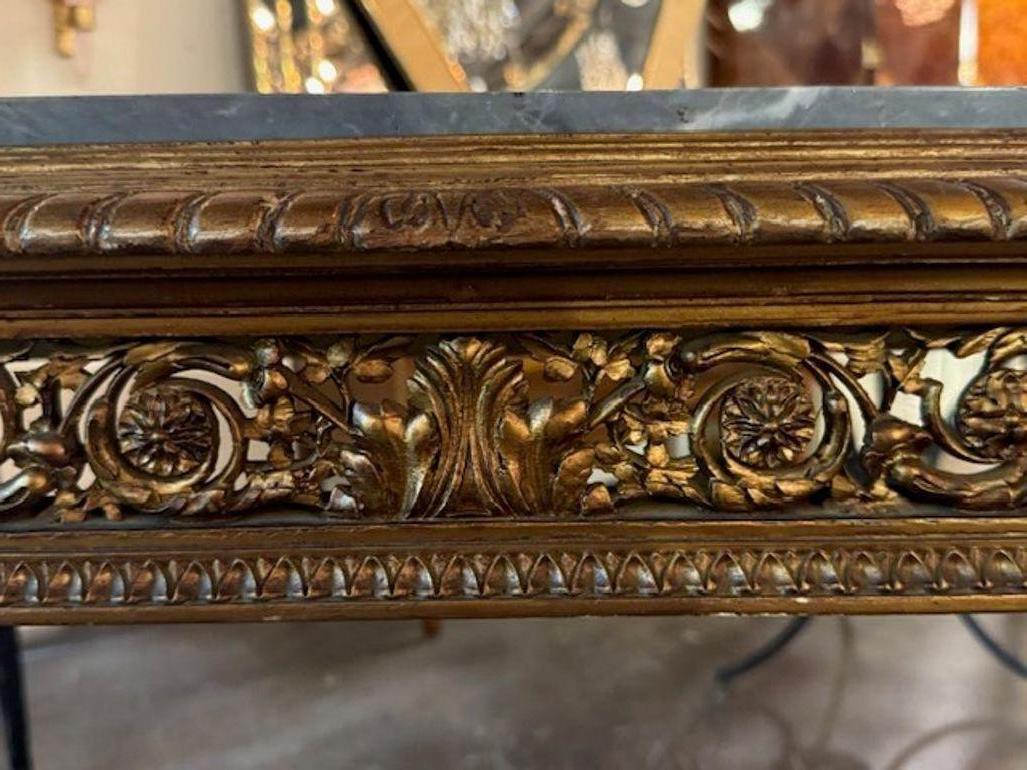19th Century Louis XVI Carved and Giltwood Console with Marble Top For Sale 2