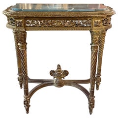 19th Century Louis XVI Carved and Giltwood Console with Marble Top
