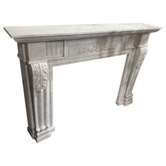 19th Century Louis XVI Carved Carrara Marble Mantel