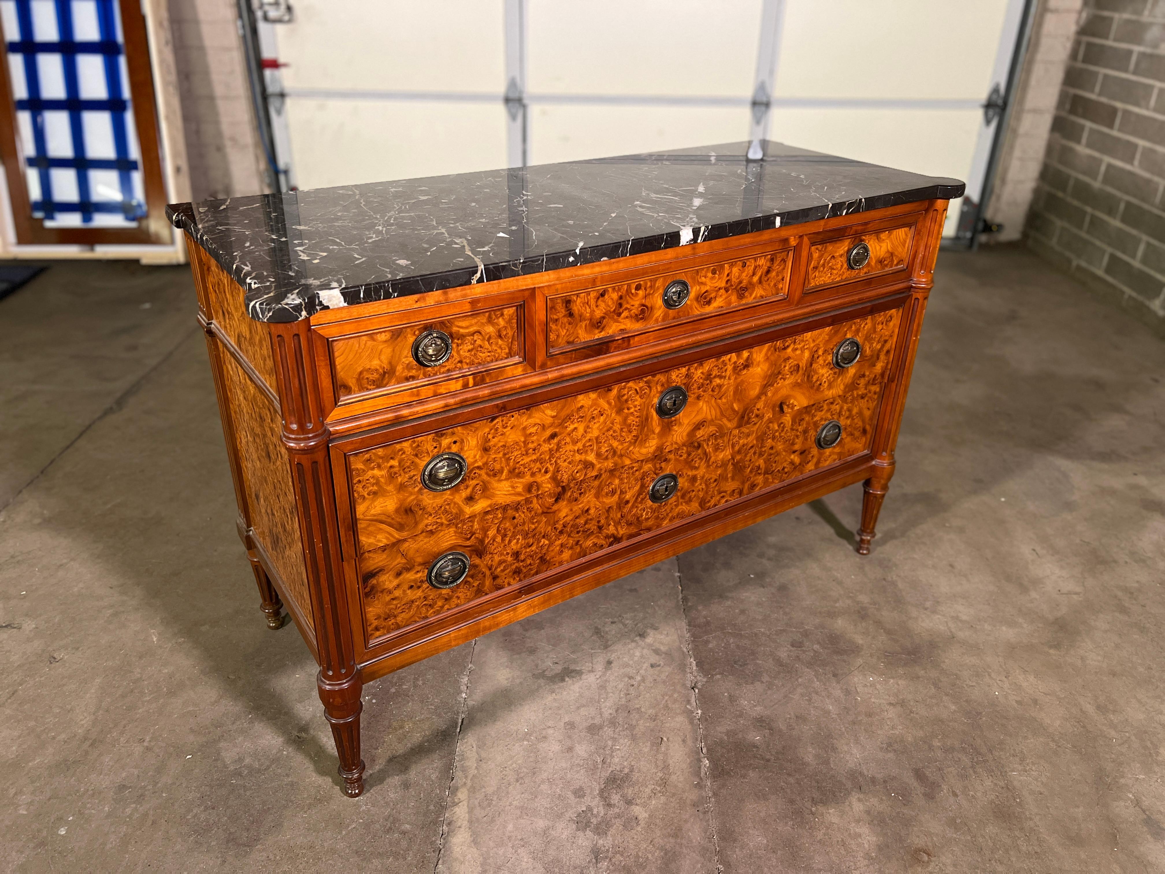 19th Century Louis XVI Commode. gorgeous burl and hardware in great shape. See pics