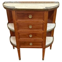 19ème siècle Louis XVI Table en forme de D avec plateau en marbre
