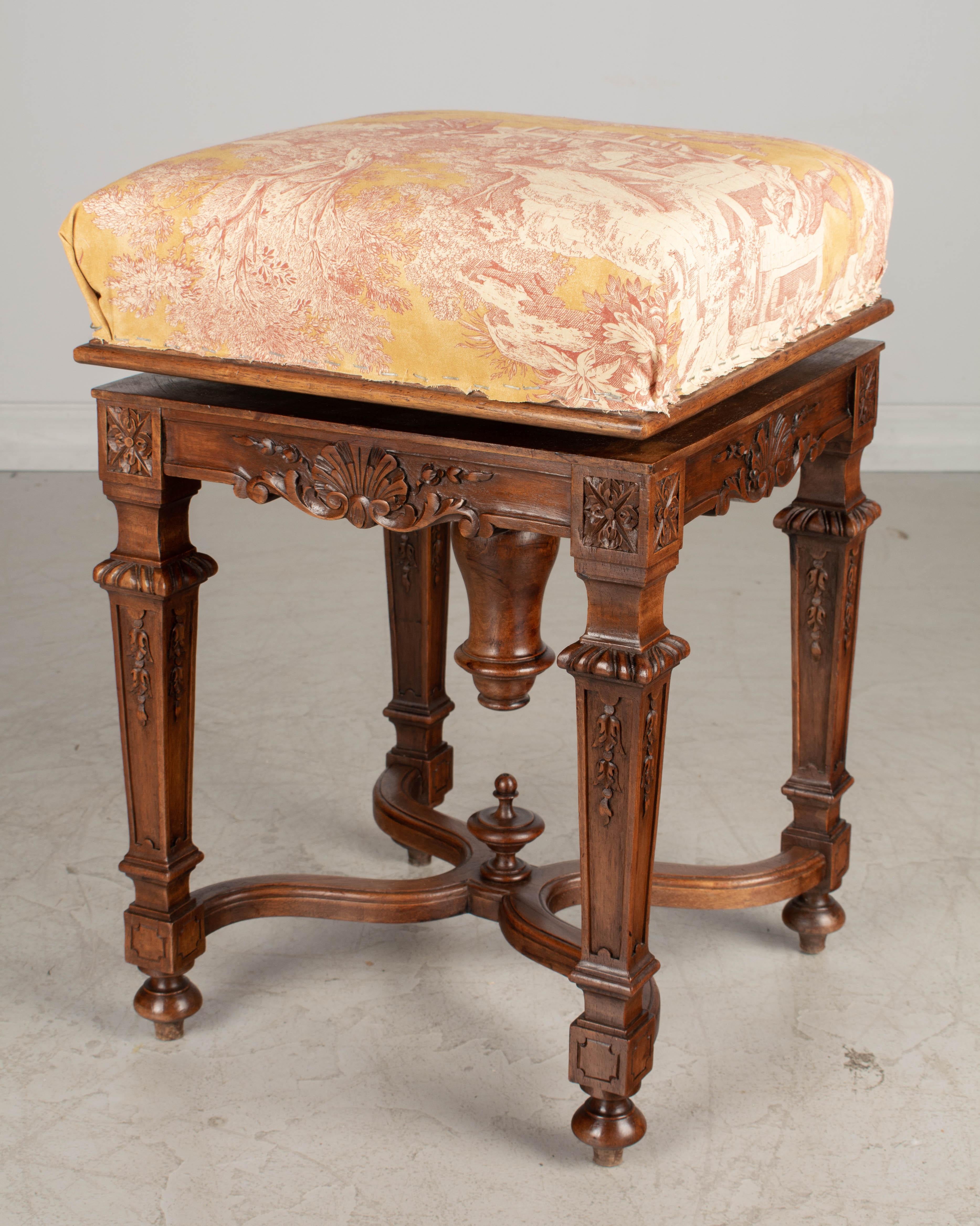 Hand-Crafted 19th Century Louis XVI French Adjustable Stool For Sale