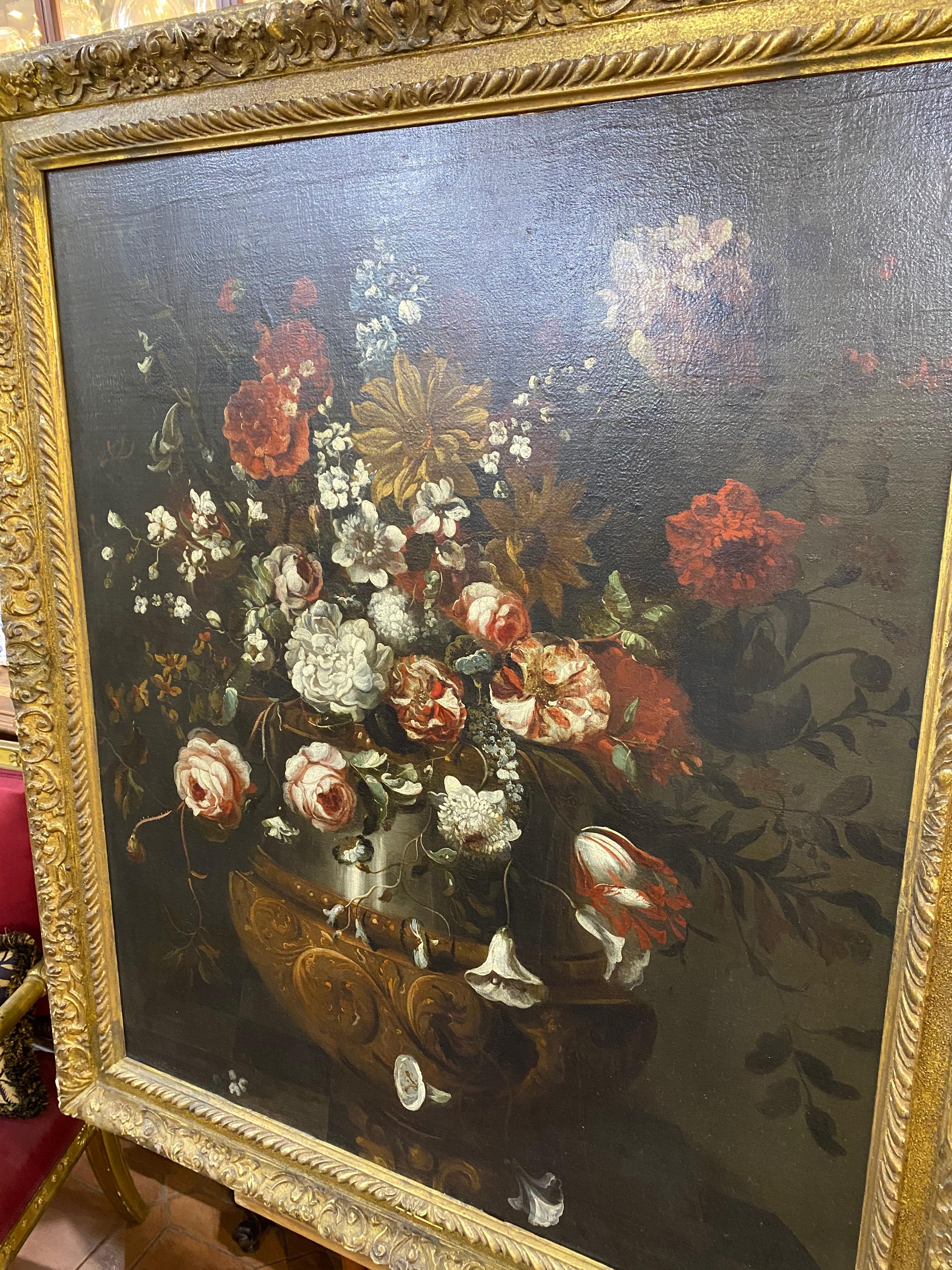 19th Century Louis XVI French Painting Flower Piece School J.B. Monnoyer, 1799 In Good Condition In Roma, RM