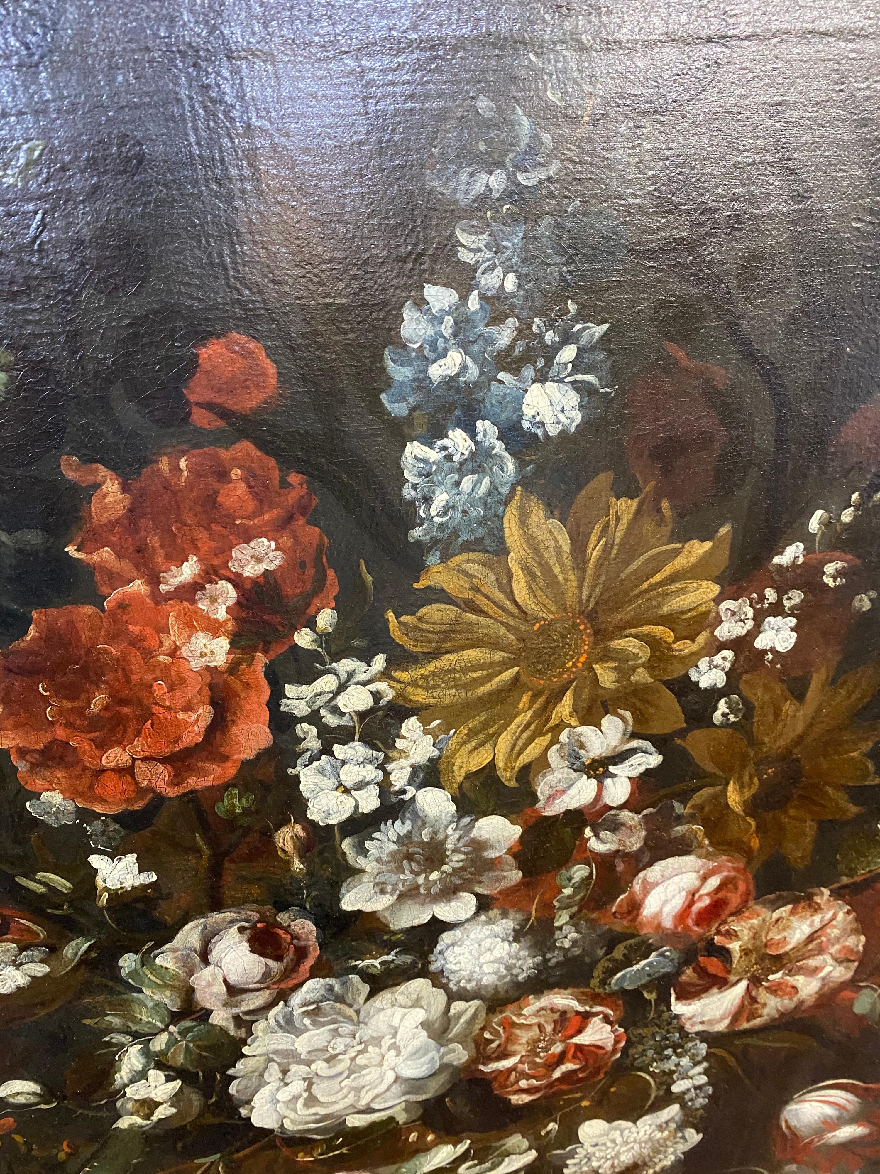 19th Century Louis XVI French Painting Flower Piece School J.B. Monnoyer, 1799 1