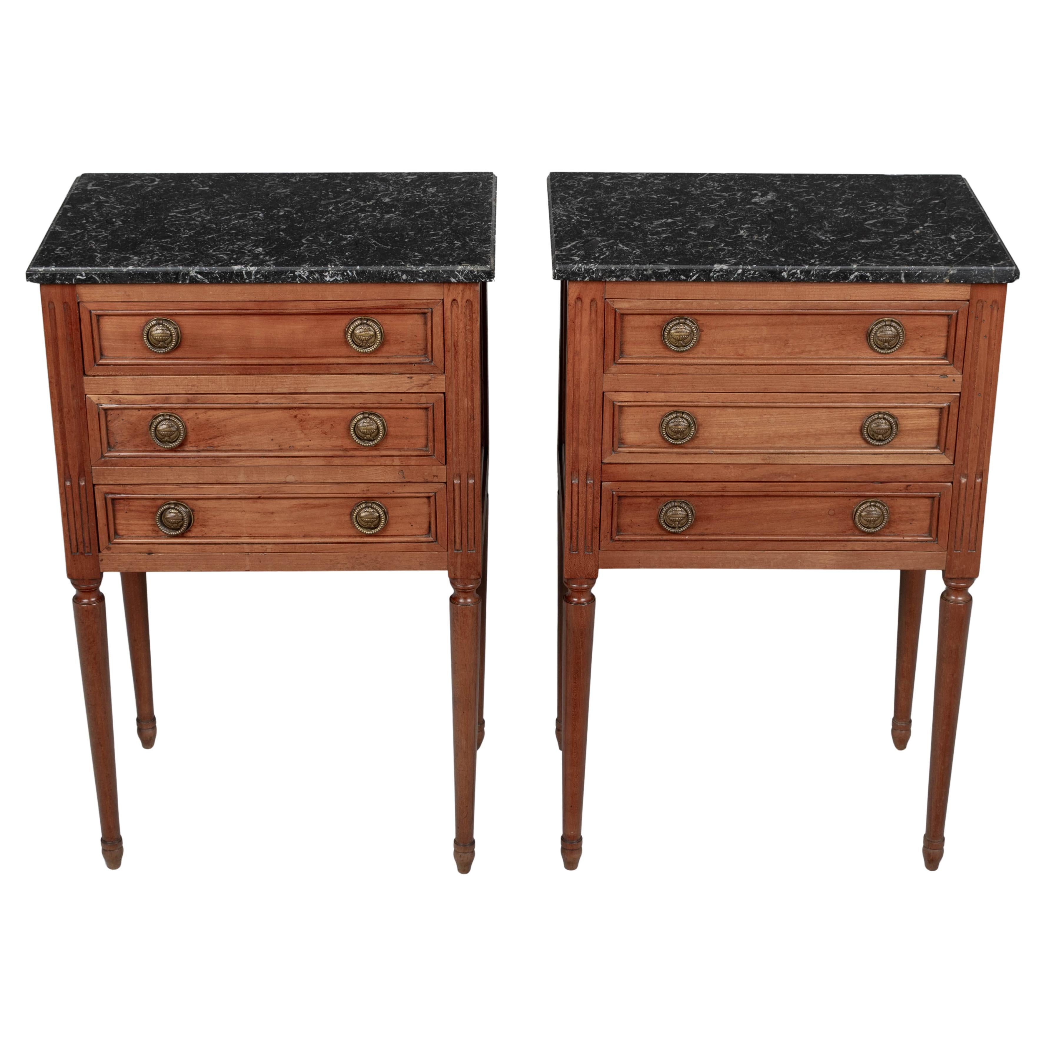 Paire de tables d'appoint ou de tables de nuit Louis XVI du XIXe siècle