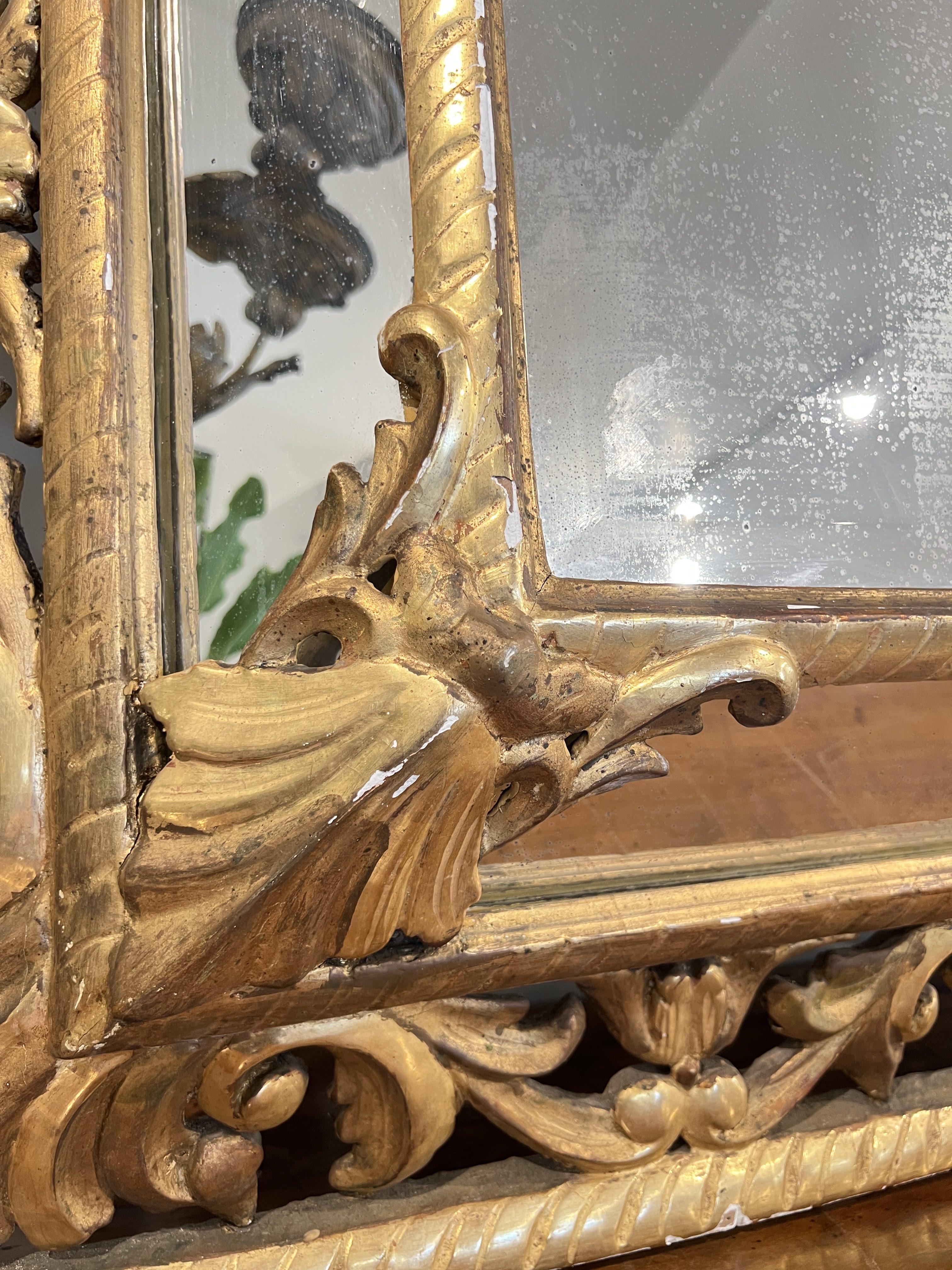 Miroir antique doré Louis XVI du 19ème siècle en vente 4