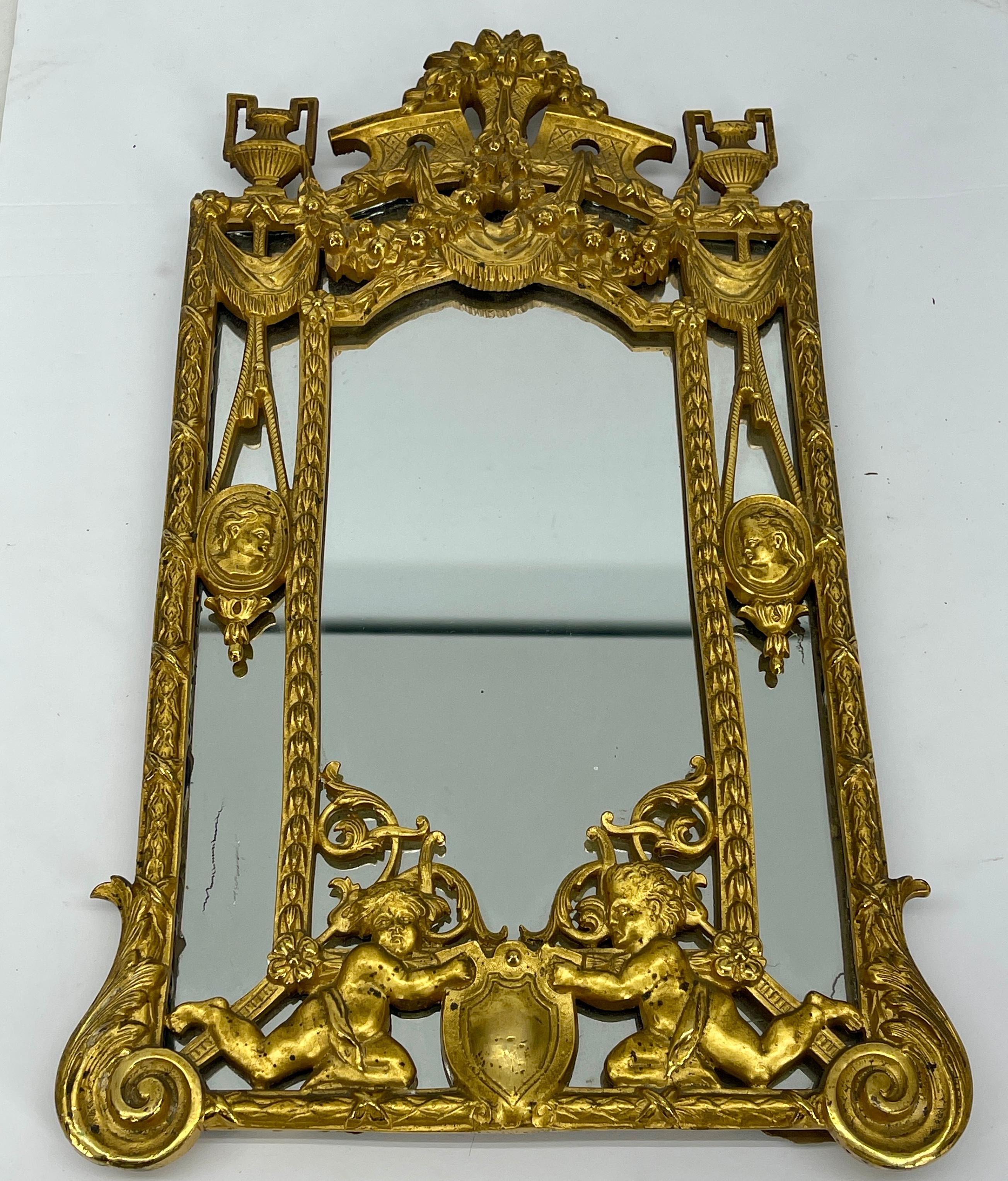 19th Century Louis XVI Gilded Bronze Vanity Mirror 12