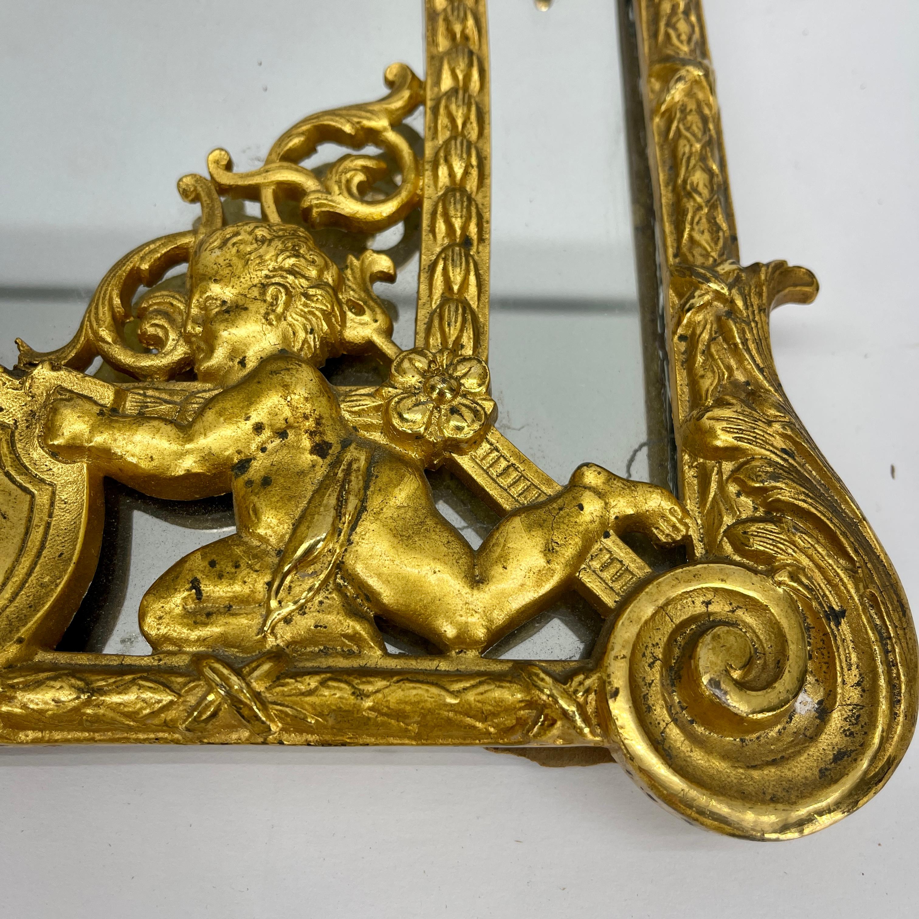 19th Century Louis XVI Gilded Bronze Vanity Mirror In Good Condition In Haddonfield, NJ