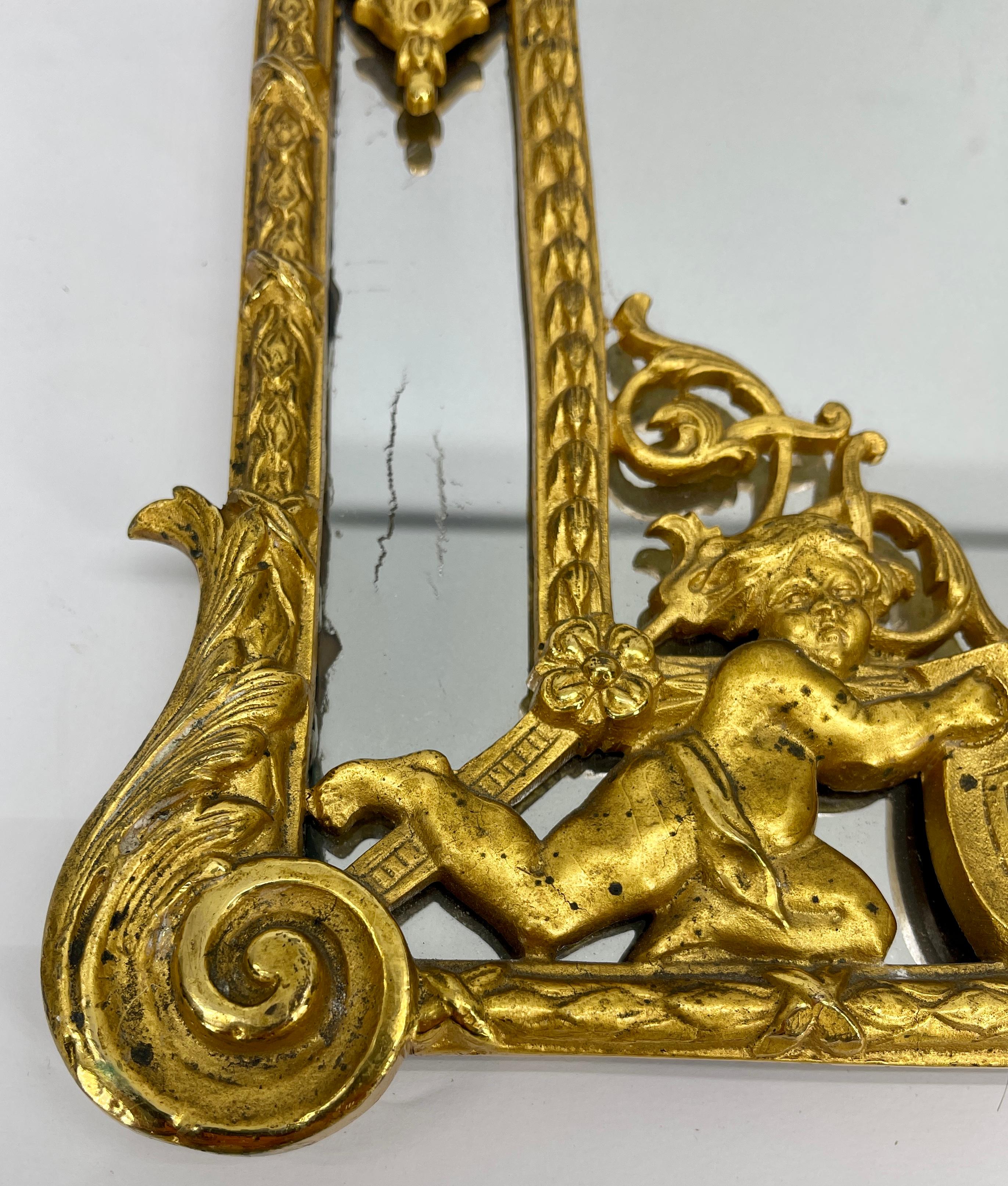19th Century Louis XVI Gilded Bronze Vanity Mirror 2