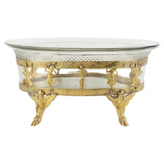 19th Century Louis XVI Gilt Bronze and Cut Glass Oval Planter or Jardinière