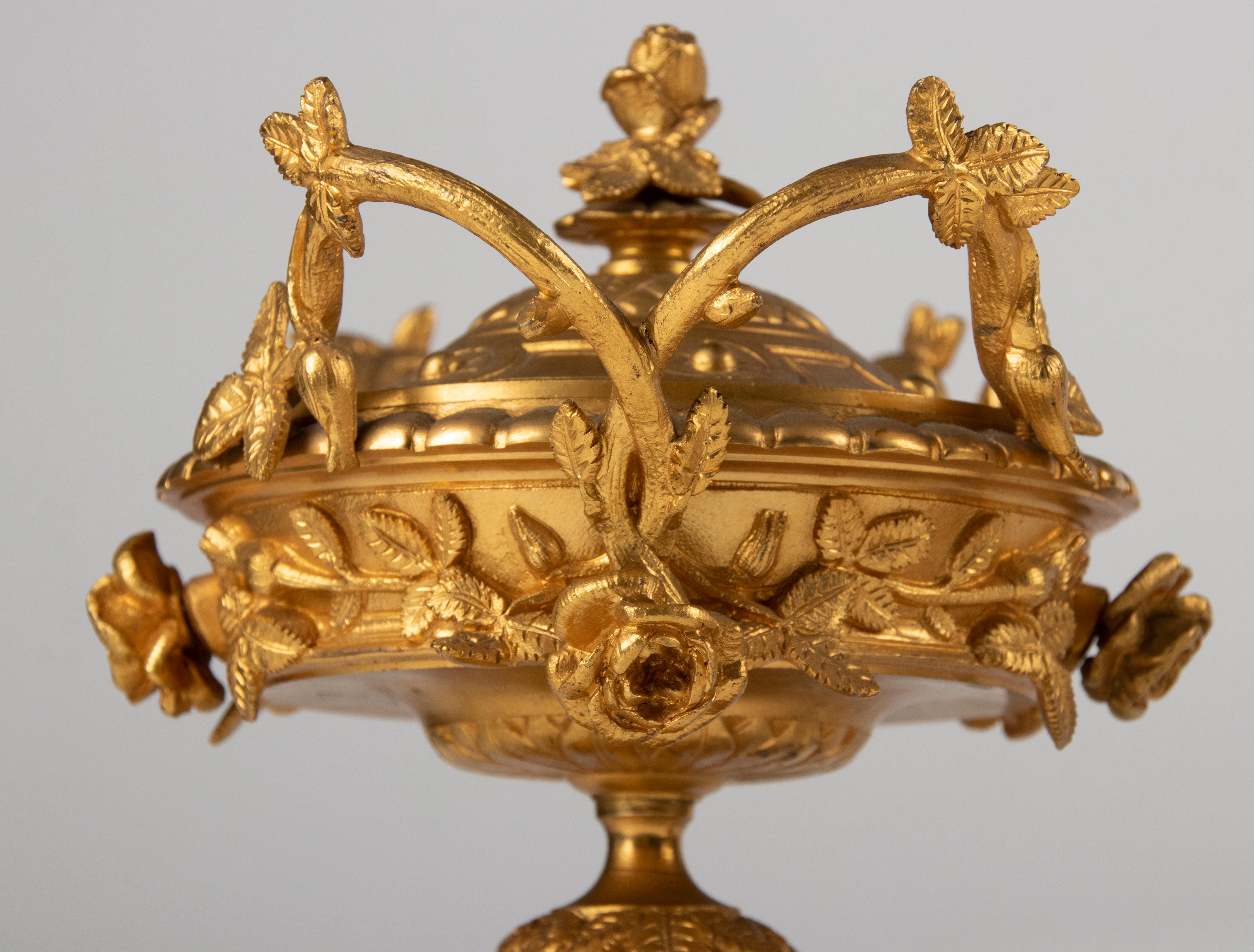 19th Century Louis XVI Gilt Bronze and Sèvres Lidded Urns 11