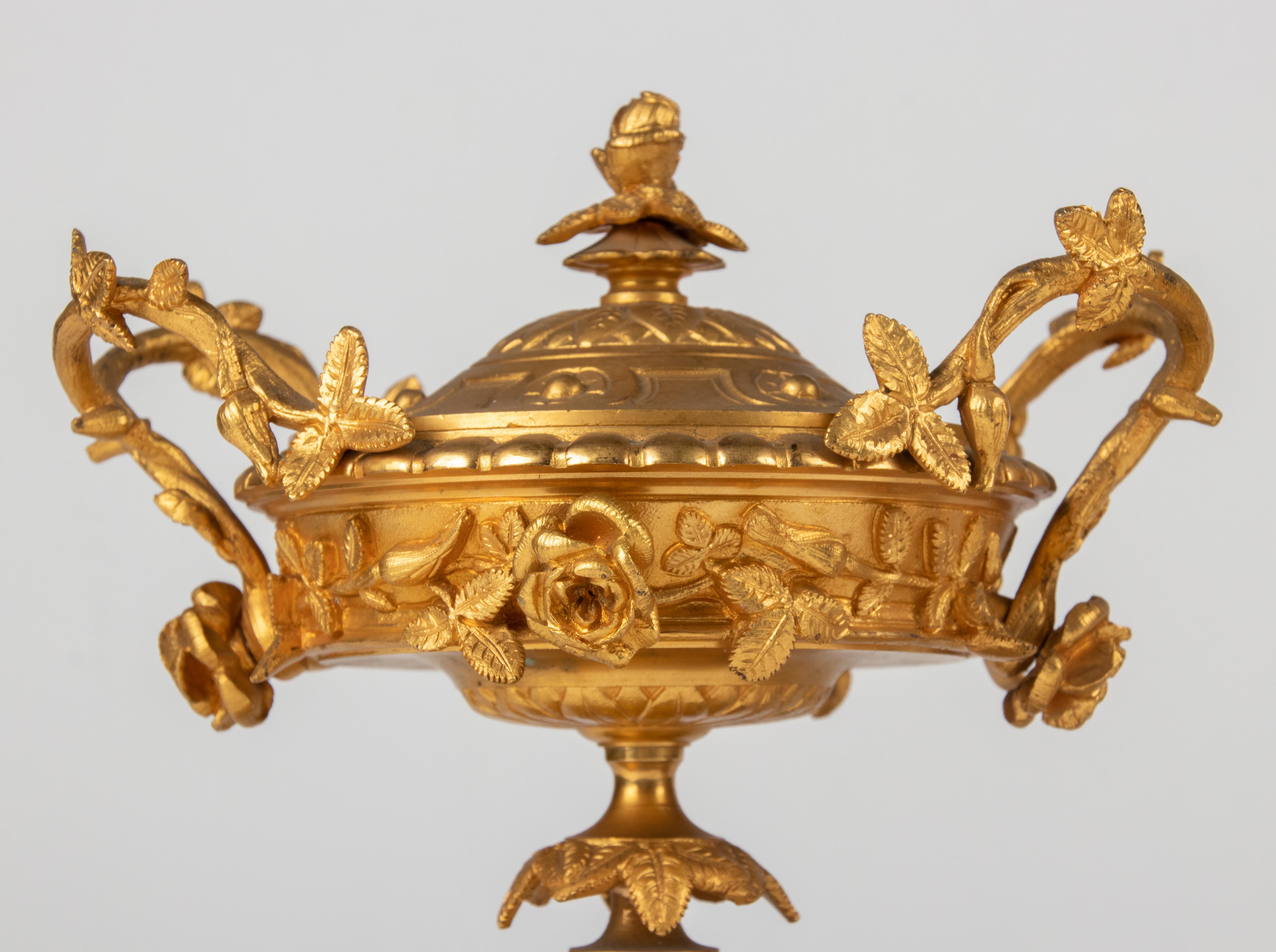 Napoleon III 19th Century Louis XVI Gilt Bronze and Sèvres Lidded Urns