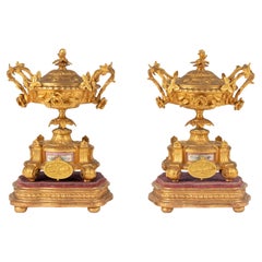 19th Century Louis XVI Gilt Bronze and Sèvres Lidded Urns