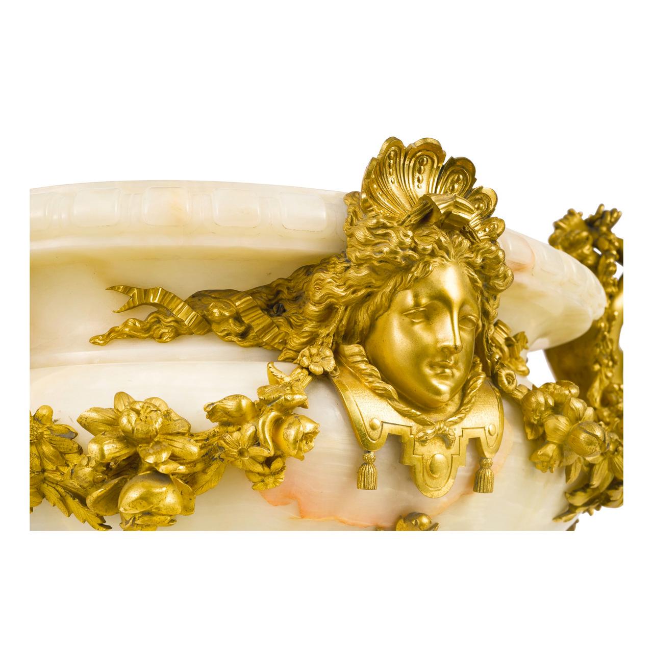 19th Century Louis XVI Gilt Bronze Mounted Onyx Centrepiece In Good Condition For Sale In New York, NY