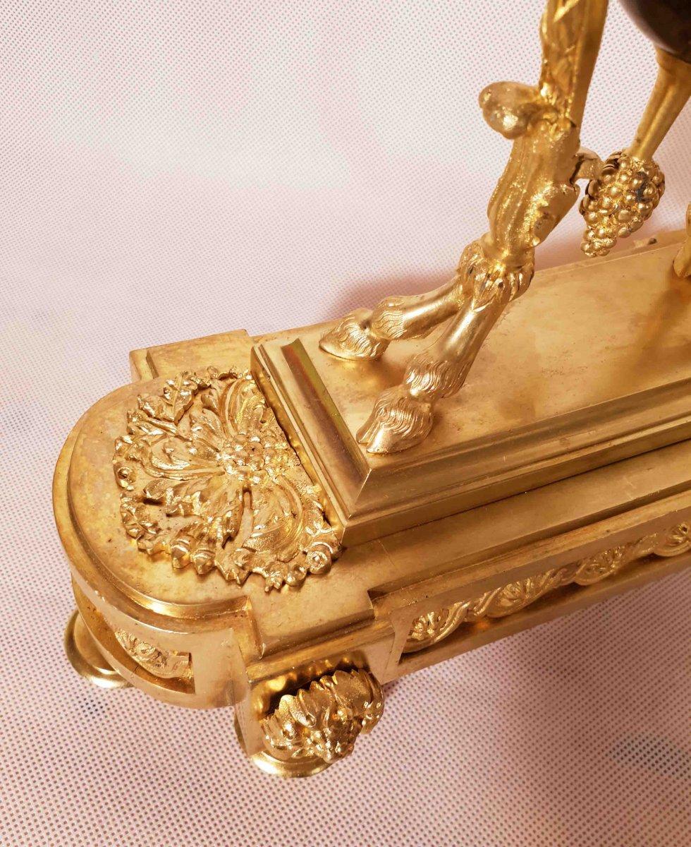 19th Century Louis XVI Gilt Bronze Ram Andirons, Set of 2 For Sale 5