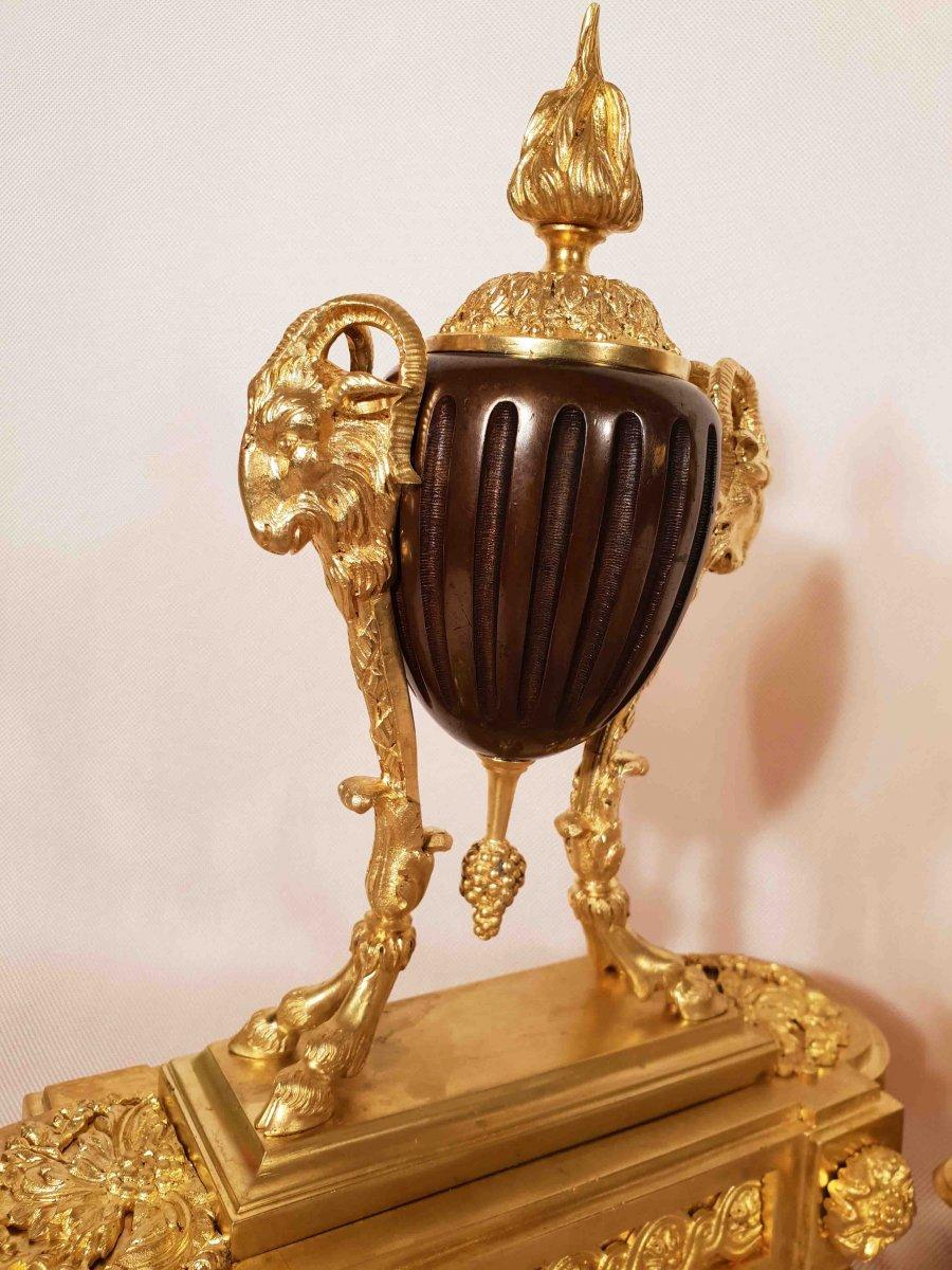 19th Century Louis XVI Gilt Bronze Ram Andirons, Set of 2 For Sale 8