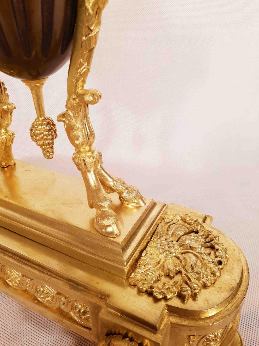 Gold Plate 19th Century Louis XVI Gilt Bronze Ram Andirons, Set of 2 For Sale