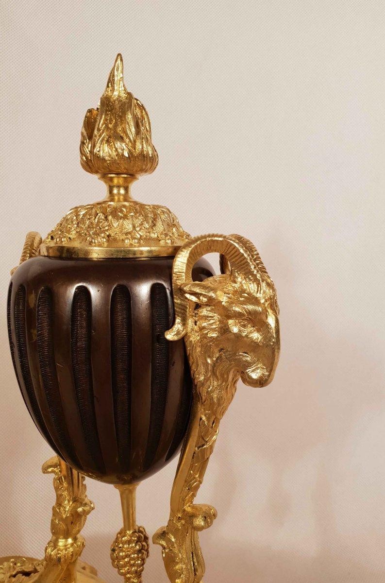 19th Century Louis XVI Gilt Bronze Ram Andirons, Set of 2 For Sale 3