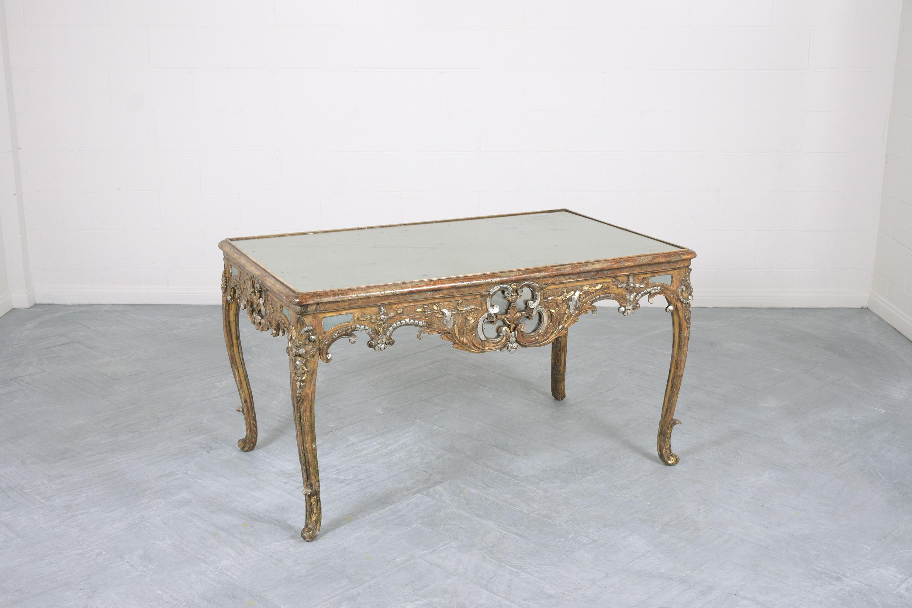 19th Century 1830s Louis XVI Giltwood Center Table with Vintage Mirrored Top For Sale