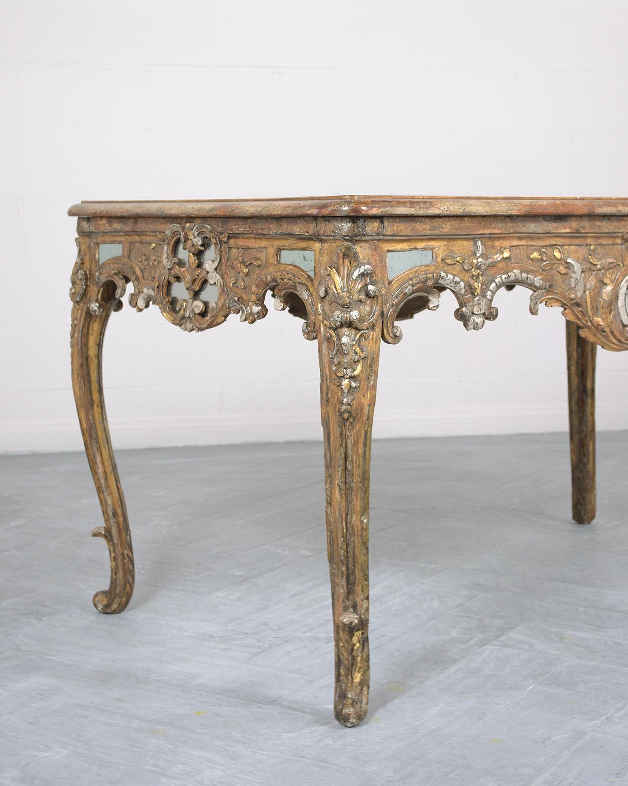 1830s Louis XVI Giltwood Center Table with Vintage Mirrored Top For Sale 1