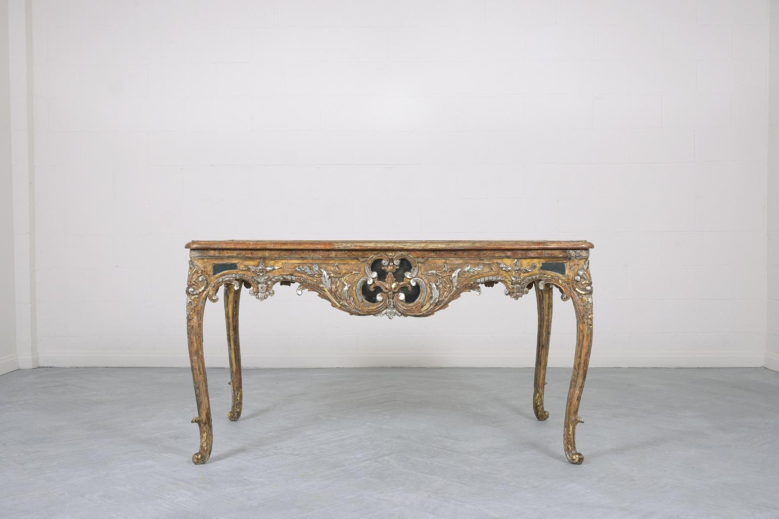 Painted 1830s Louis XVI Giltwood Center Table with Vintage Mirrored Top For Sale