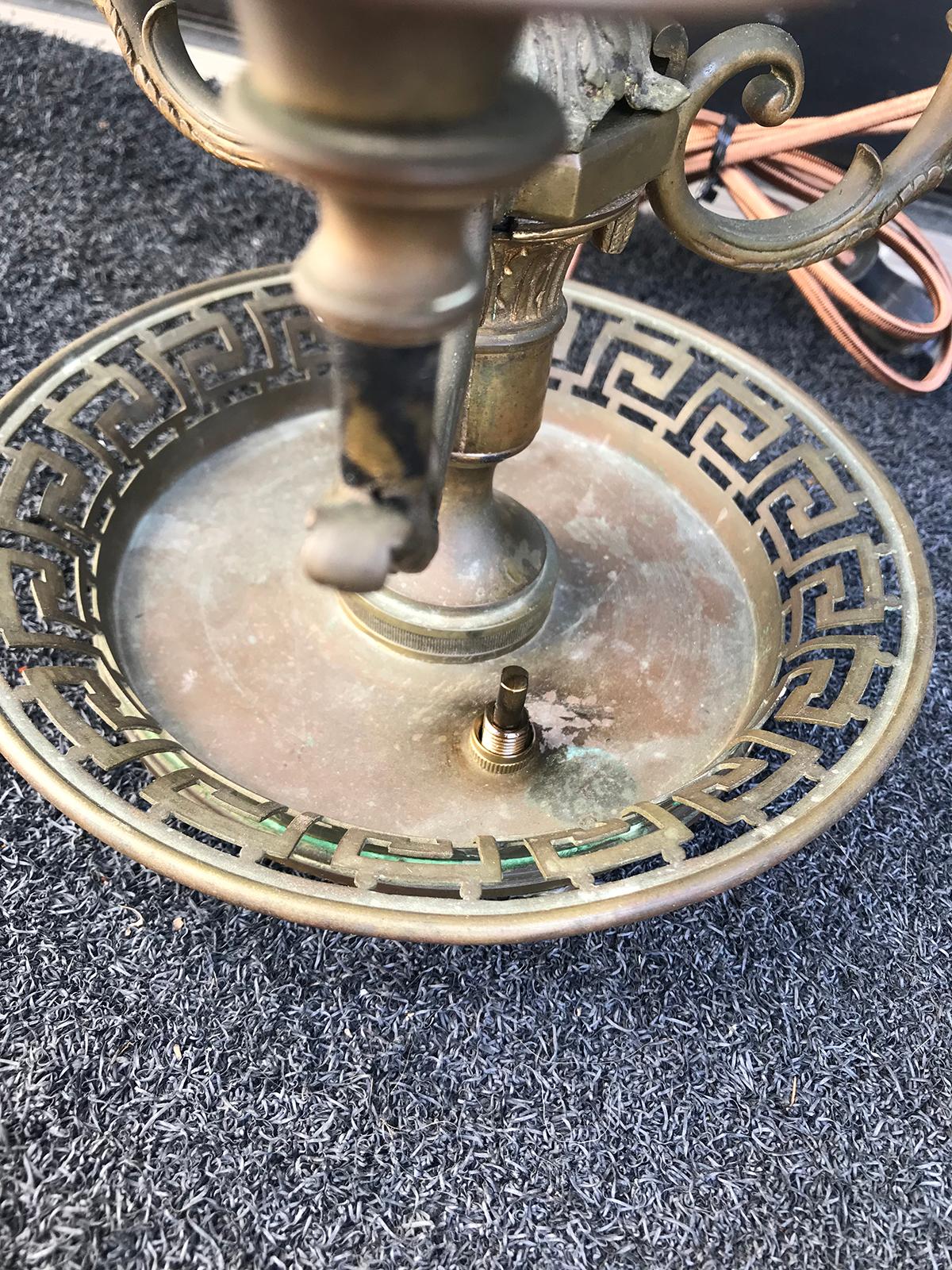 19th Century Louis XVI Gilt Metal Bouillotte Lamp with Tole Shade 2