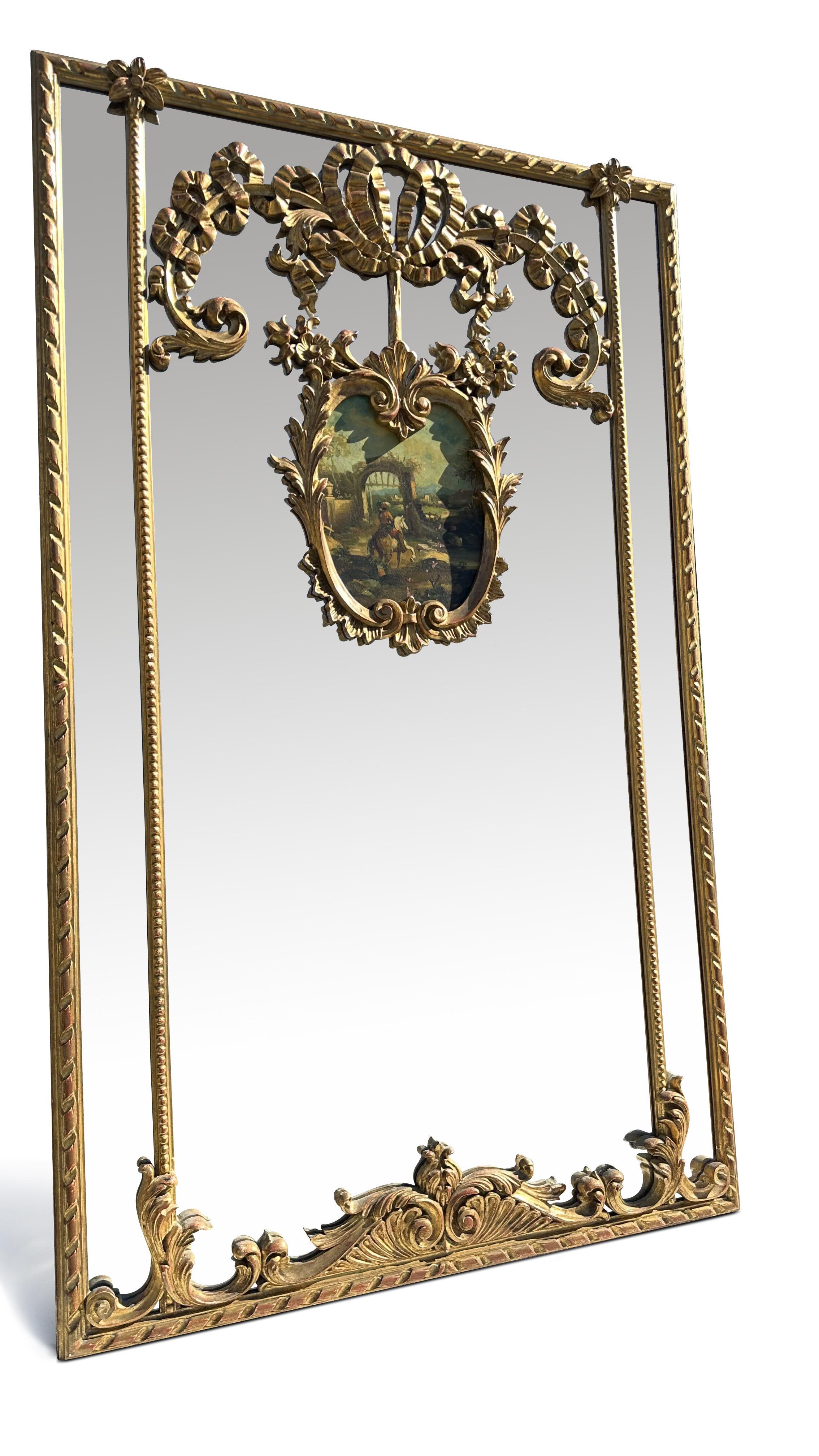 19th Century Louis XVI Gilt Wood French Trumeau For Sale 5