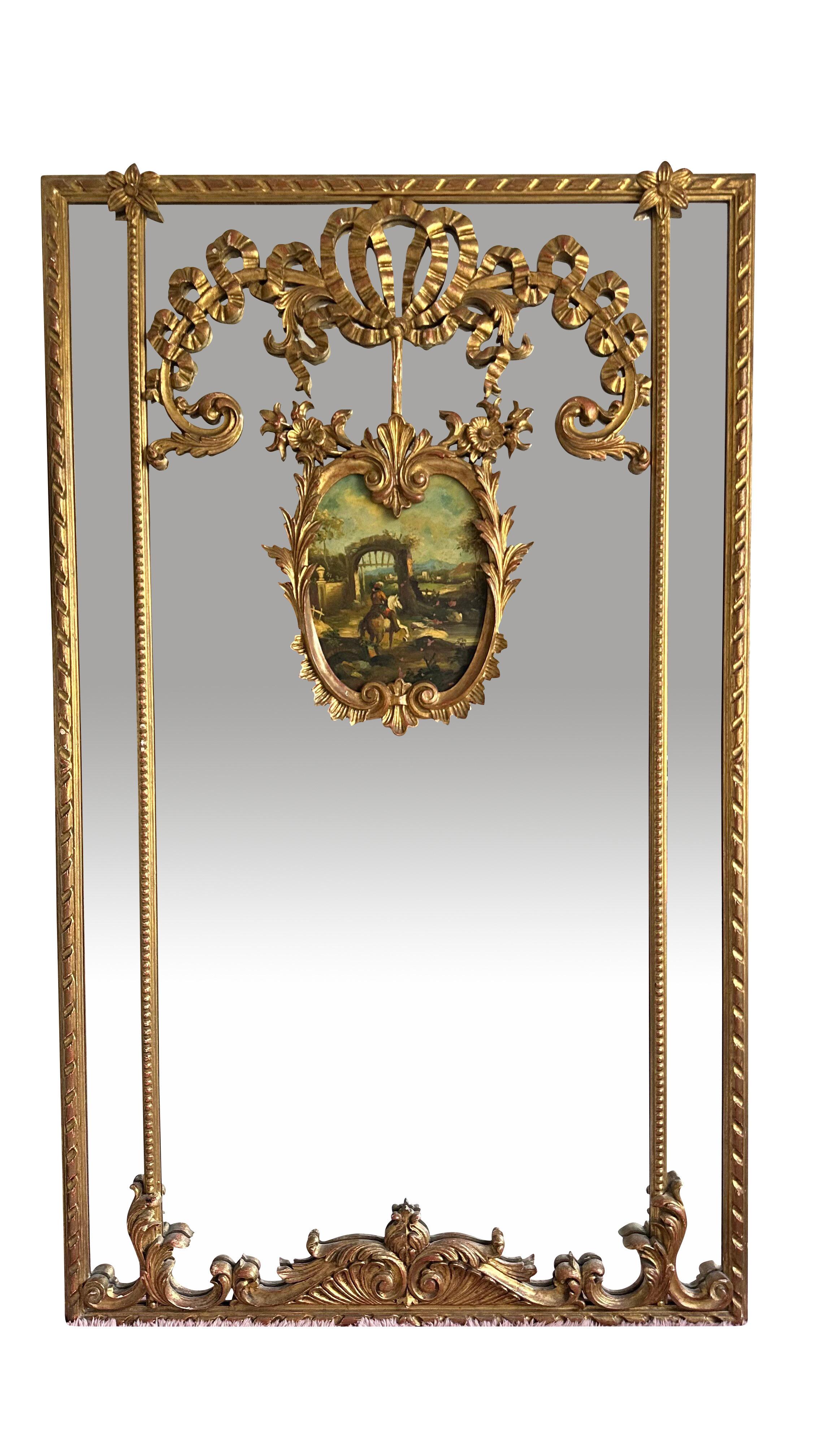 19th Century Louis XVI Gilt Wood French Trumeau For Sale 6