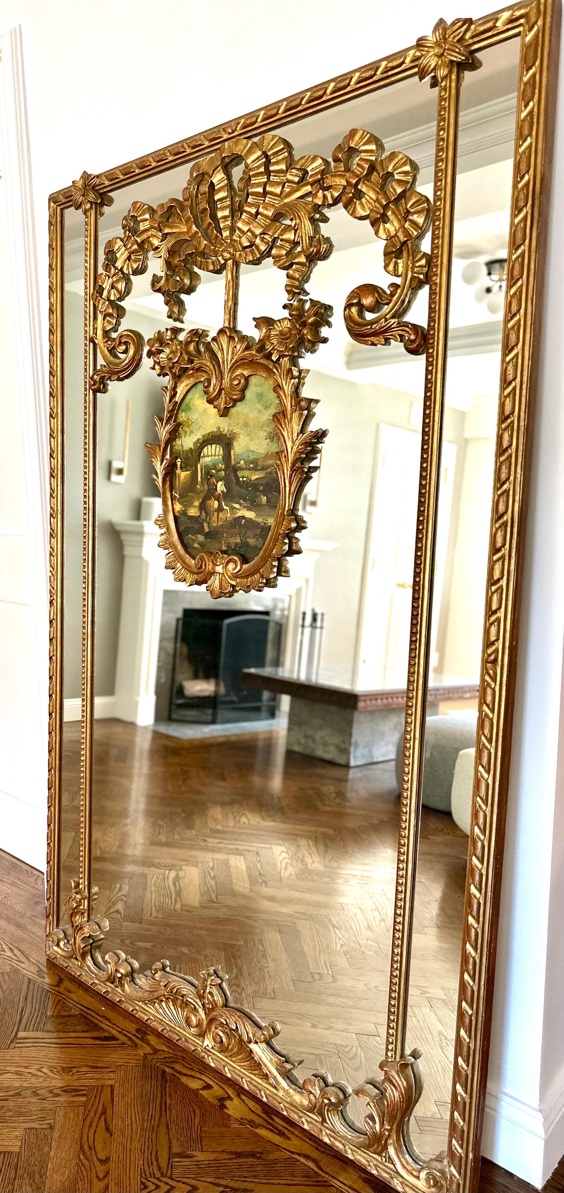 19th Century Louis XVI Gilt Wood French Trumeau For Sale 8