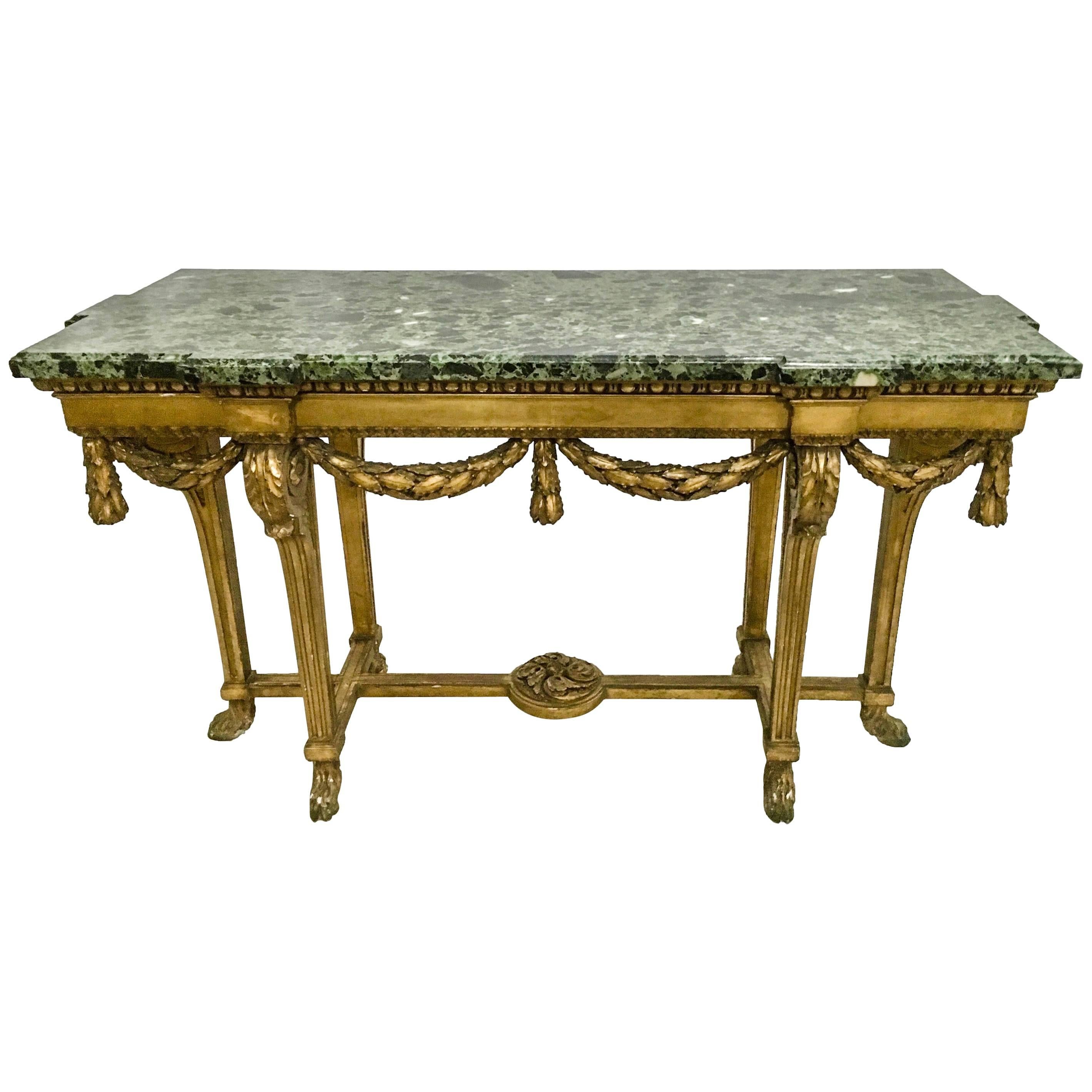 19th Century Louis XVI Giltwood Console Signed Escalier De Cristal