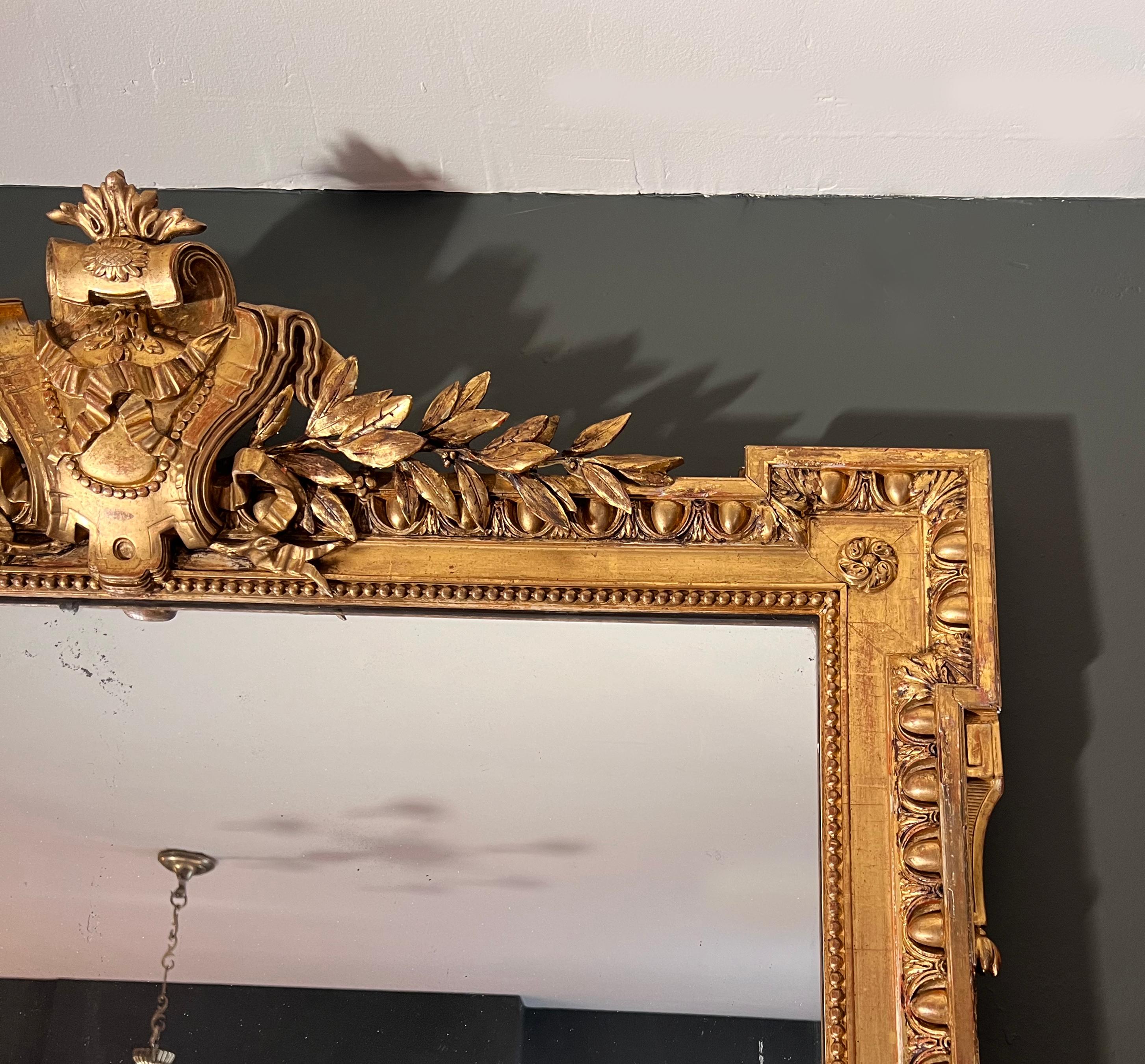 19th Century Louis XVI Giltwood Pier Mirror For Sale 1