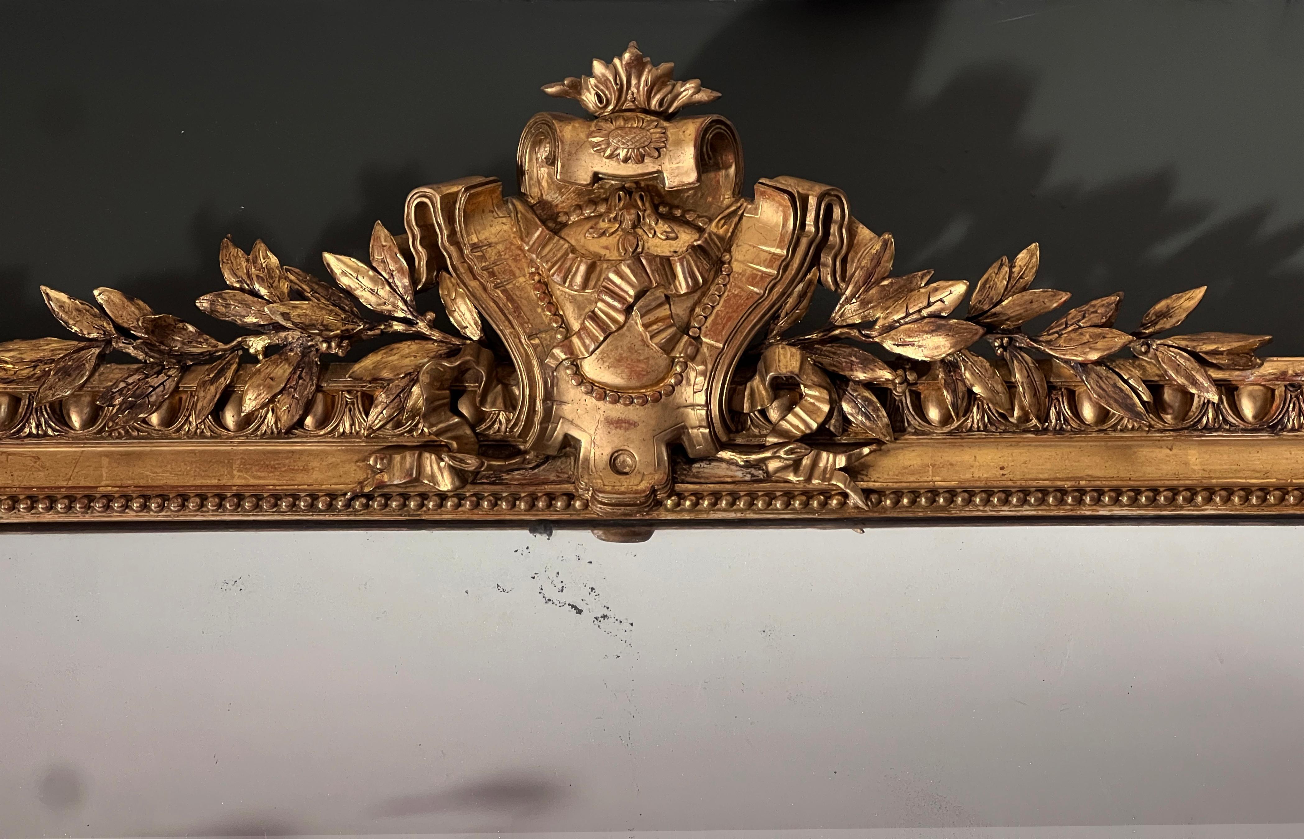 19. Jahrhundert Louis XVI Giltwood Pier Spiegel (Vergoldetes Holz) im Angebot