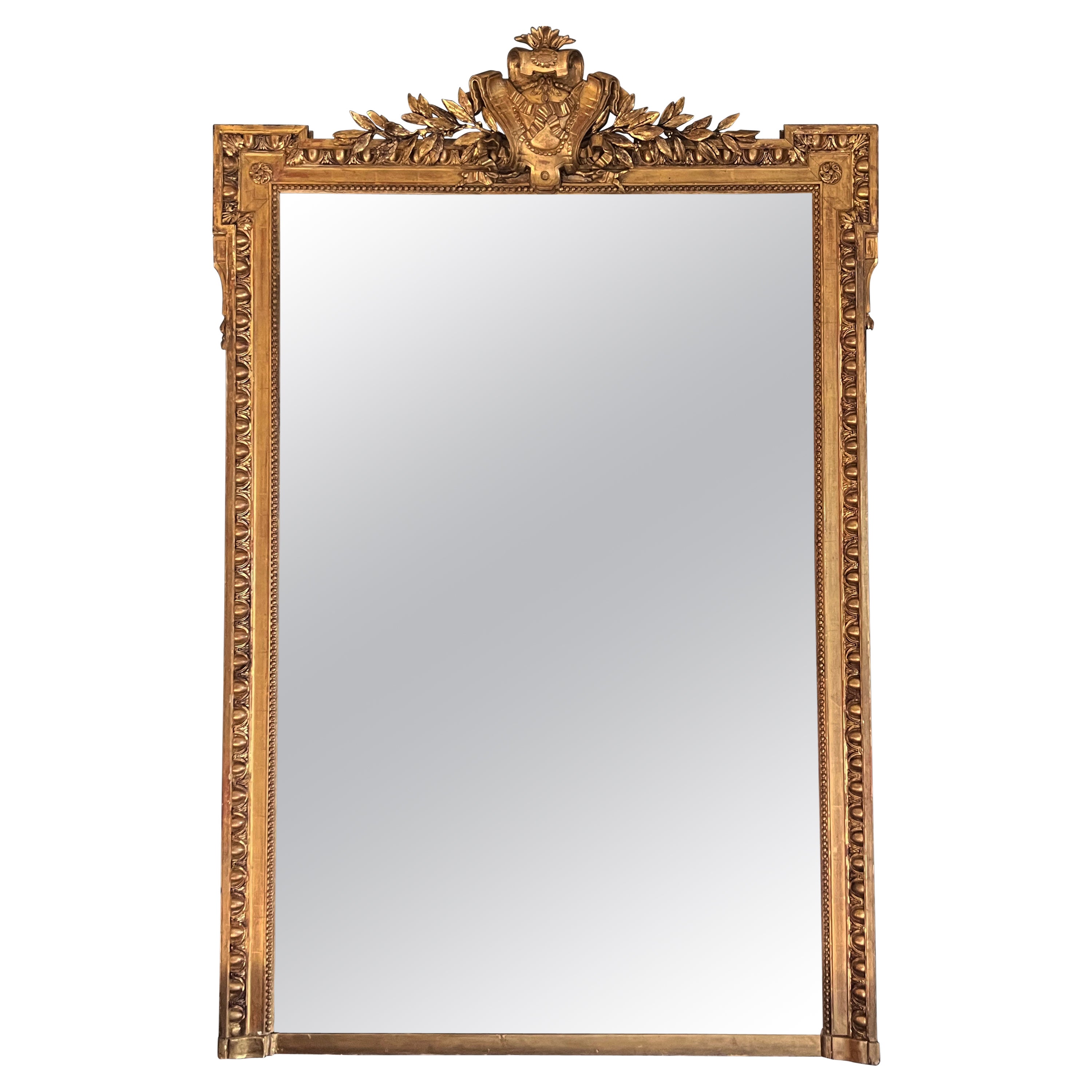 19th Century Louis XVI Giltwood Pier Mirror For Sale