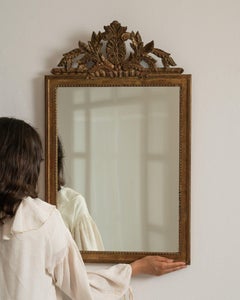 19th Century Louis XVI Giltwood Wall Mirror with Antique Gold Finish