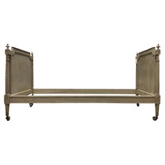 19th Century Louis XVI Green Painted Bed with Rails