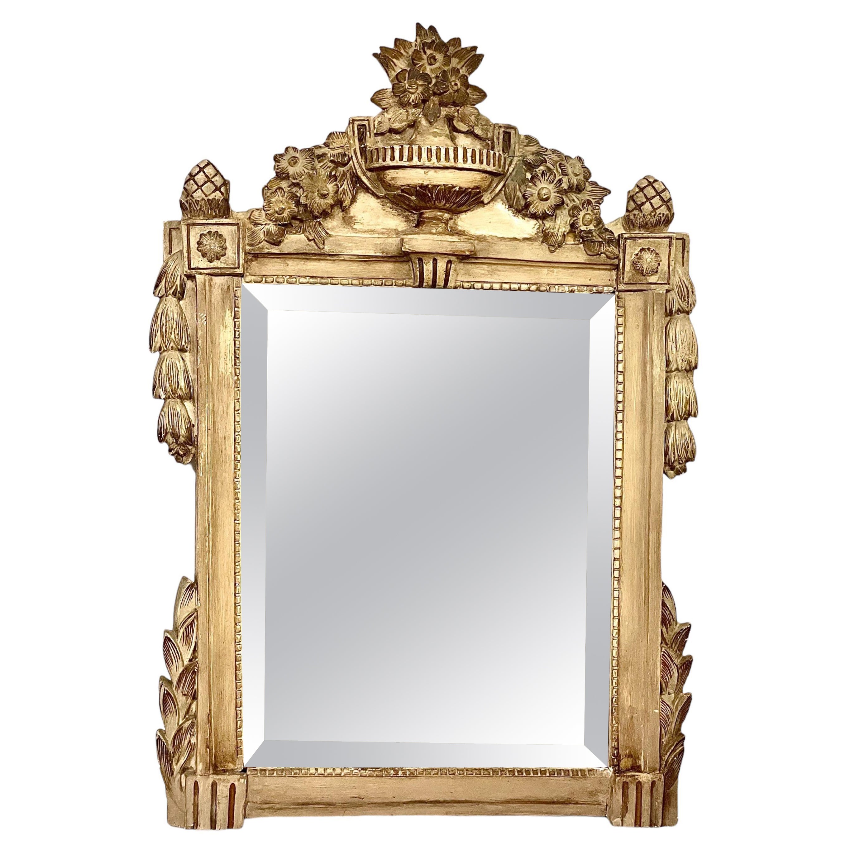 19th Century Louis XVI Grey Lacquered Mirror