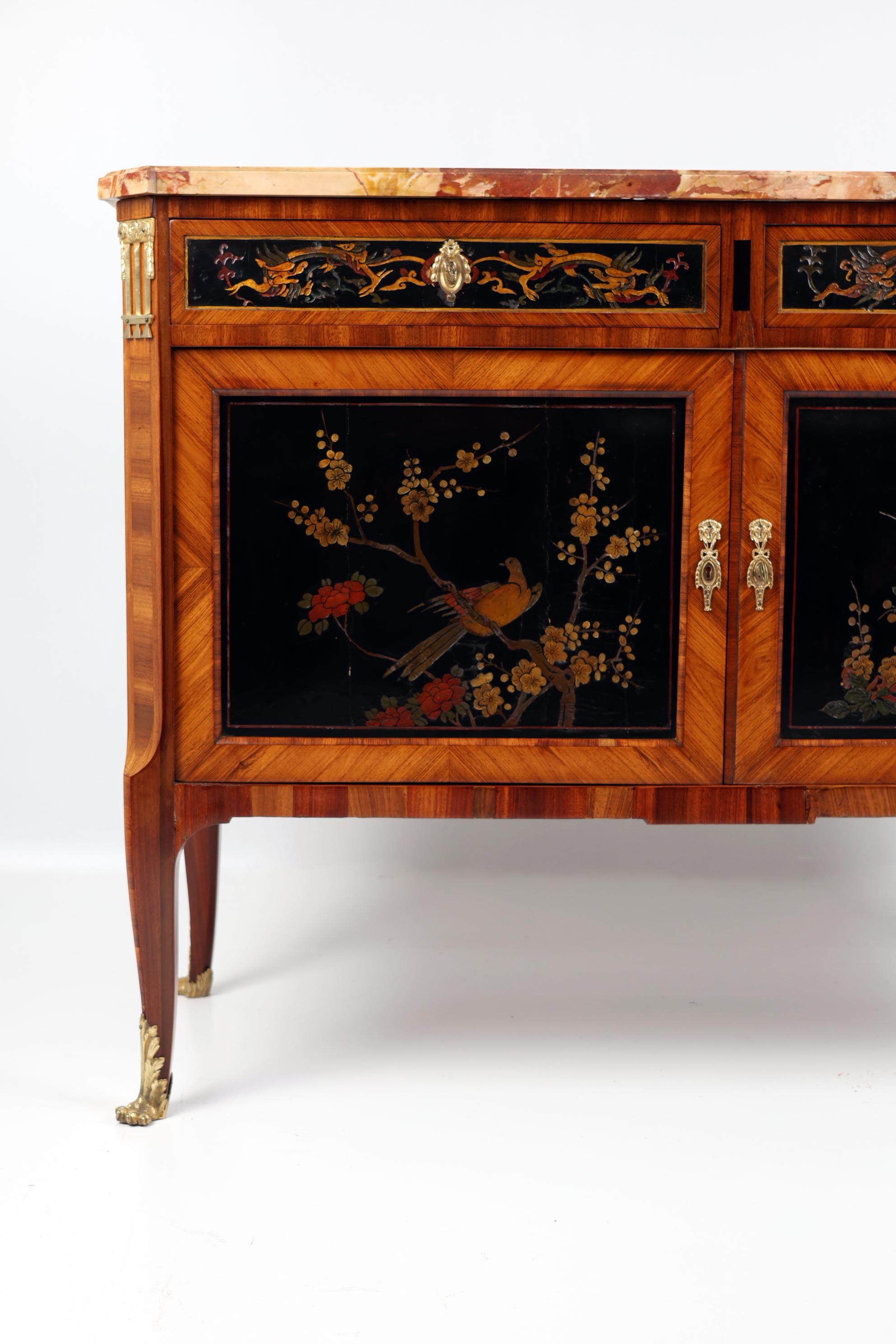 Polished 19th Century Louis XVI half cabinet with Chinese lacquer