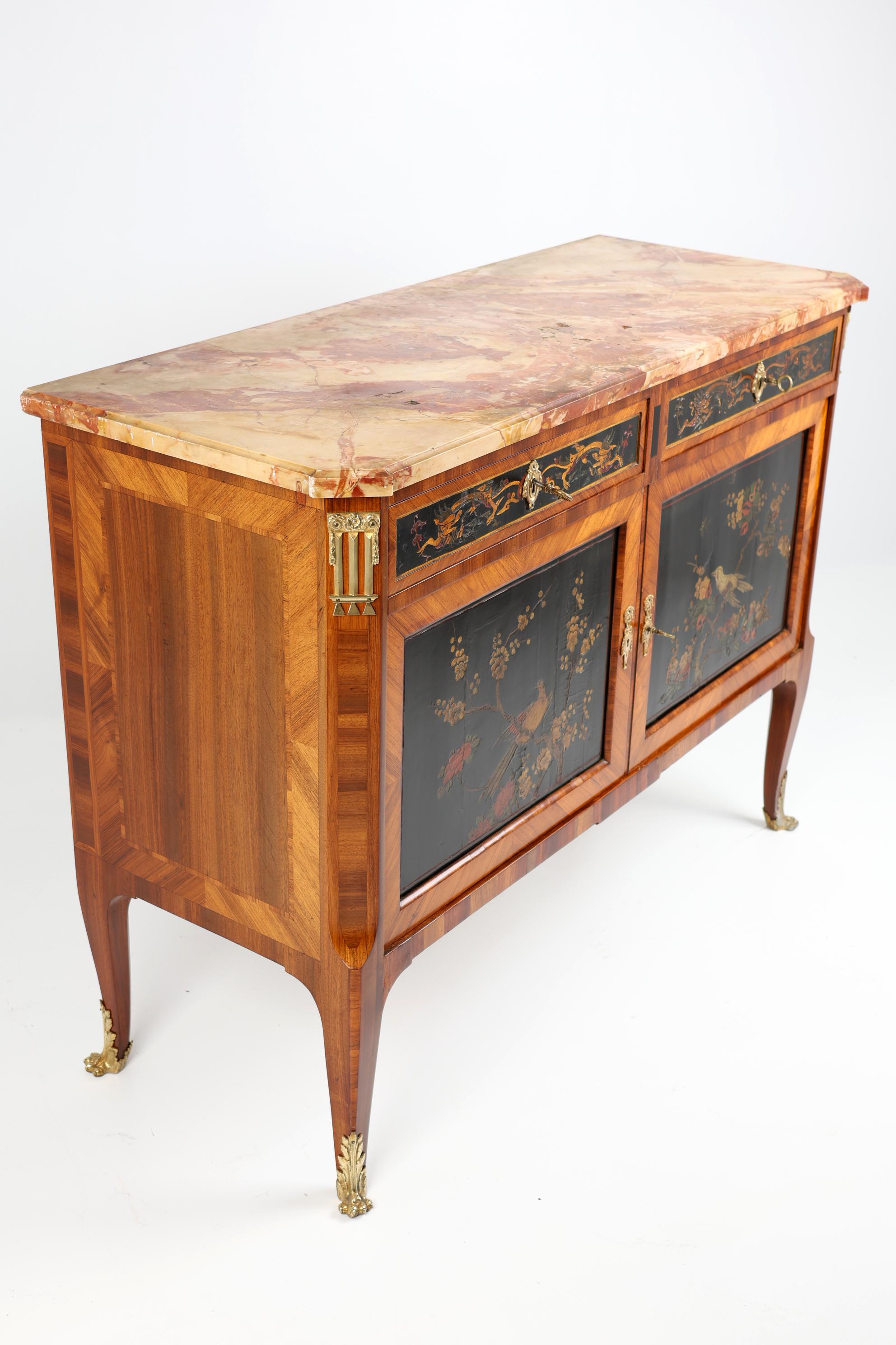 Mid-19th Century 19th Century Louis XVI half cabinet with Chinese lacquer