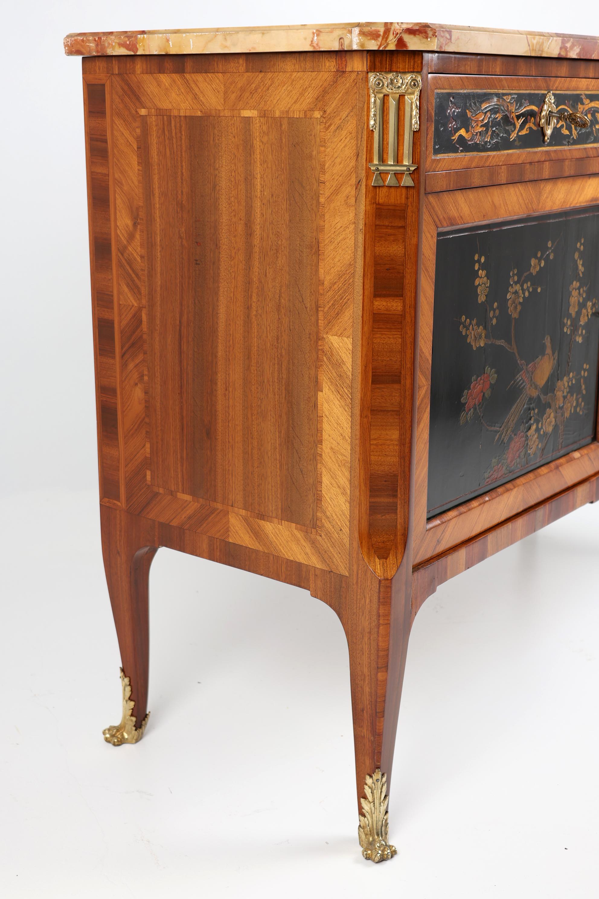 Rosewood 19th Century Louis XVI half cabinet with Chinese lacquer