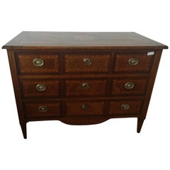 19th Century Louis XVI Italian Inlaid Walnut Commode