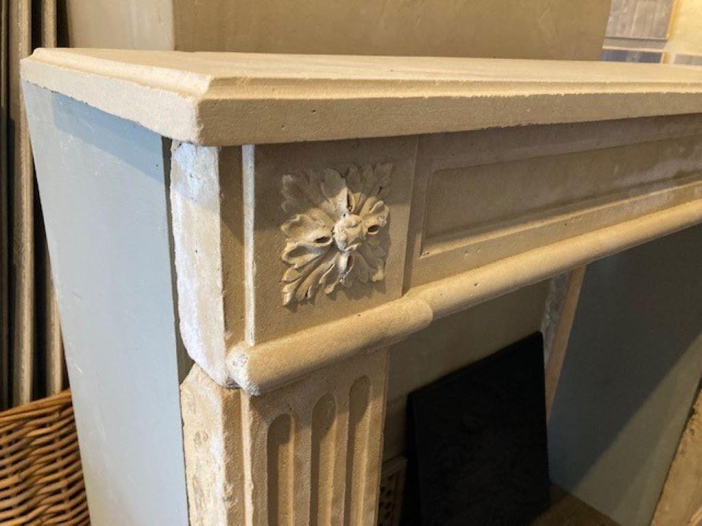 French 19th Century Louis XVI Limestone Fireplace Mantel For Sale