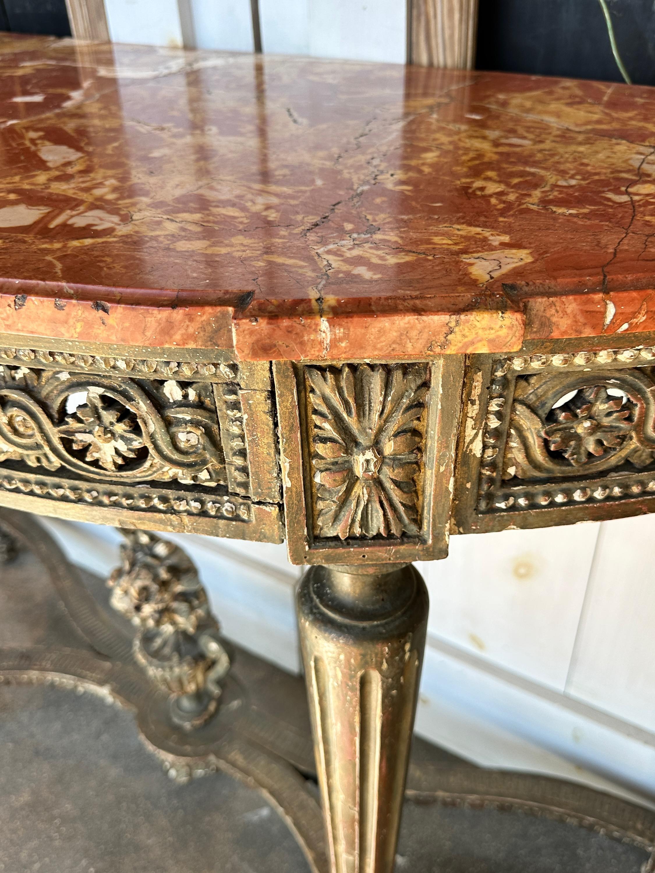 19th Century Louis XVI Marble Top Console Table For Sale 6