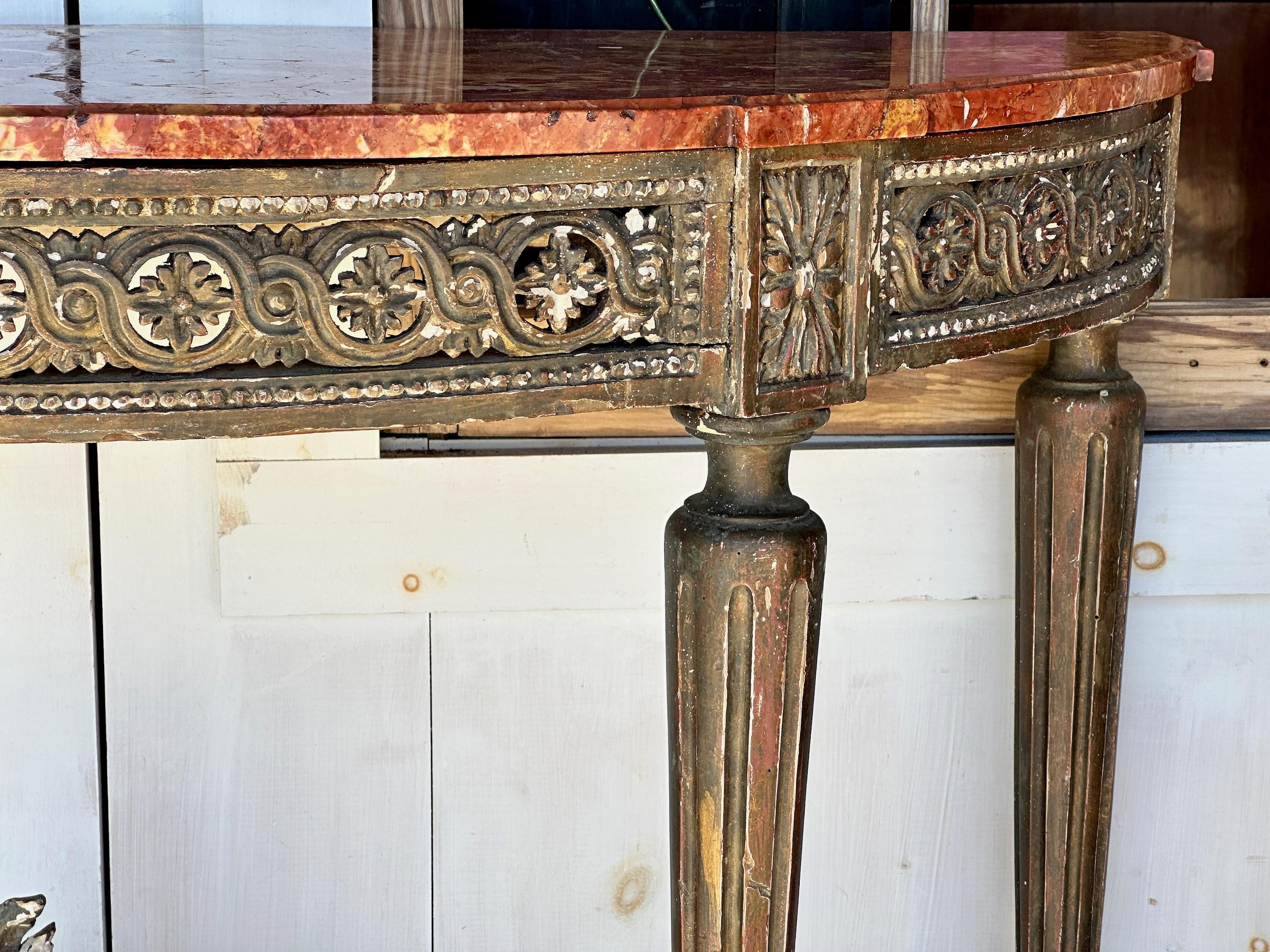 19th Century Louis XVI Marble Top Console Table For Sale 1