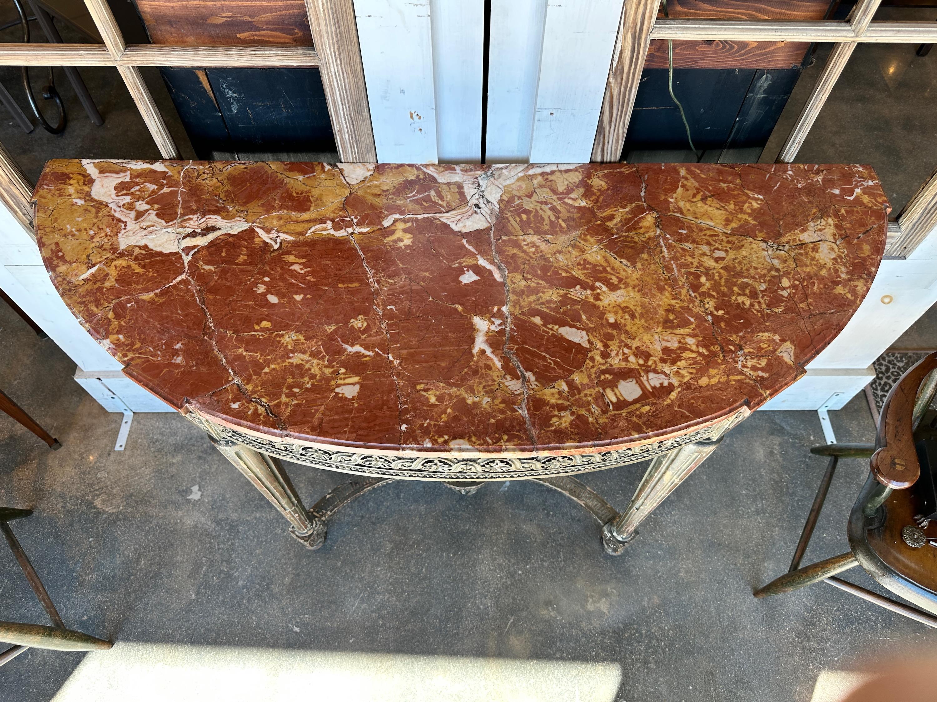 19th Century Louis XVI Marble Top Console Table For Sale 2