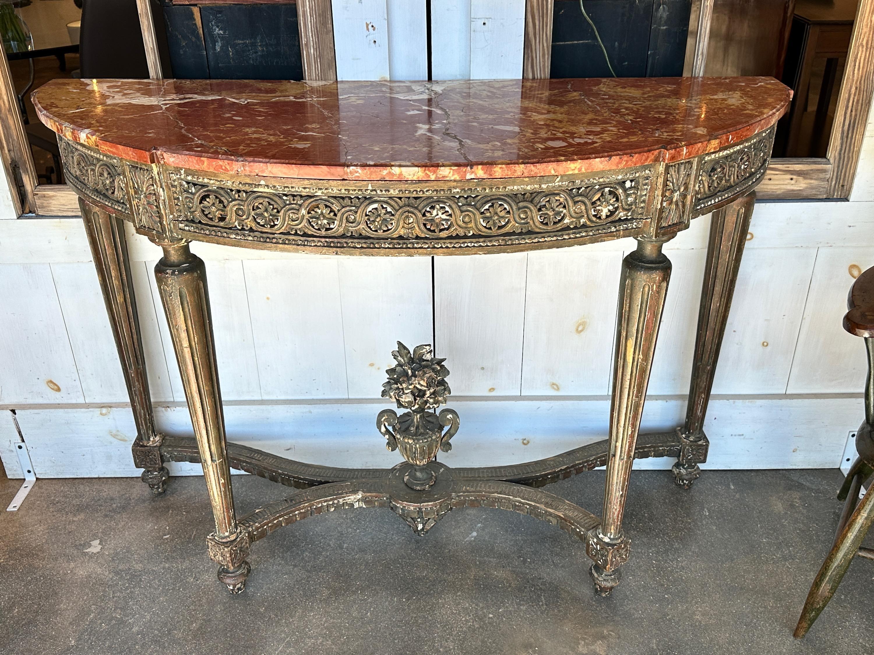 19th Century Louis XVI Marble Top Console Table For Sale 5