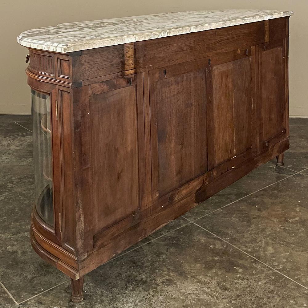 19th Century Louis XVI Marble Top Walnut Display Buffet by Kint of Gand For Sale 10